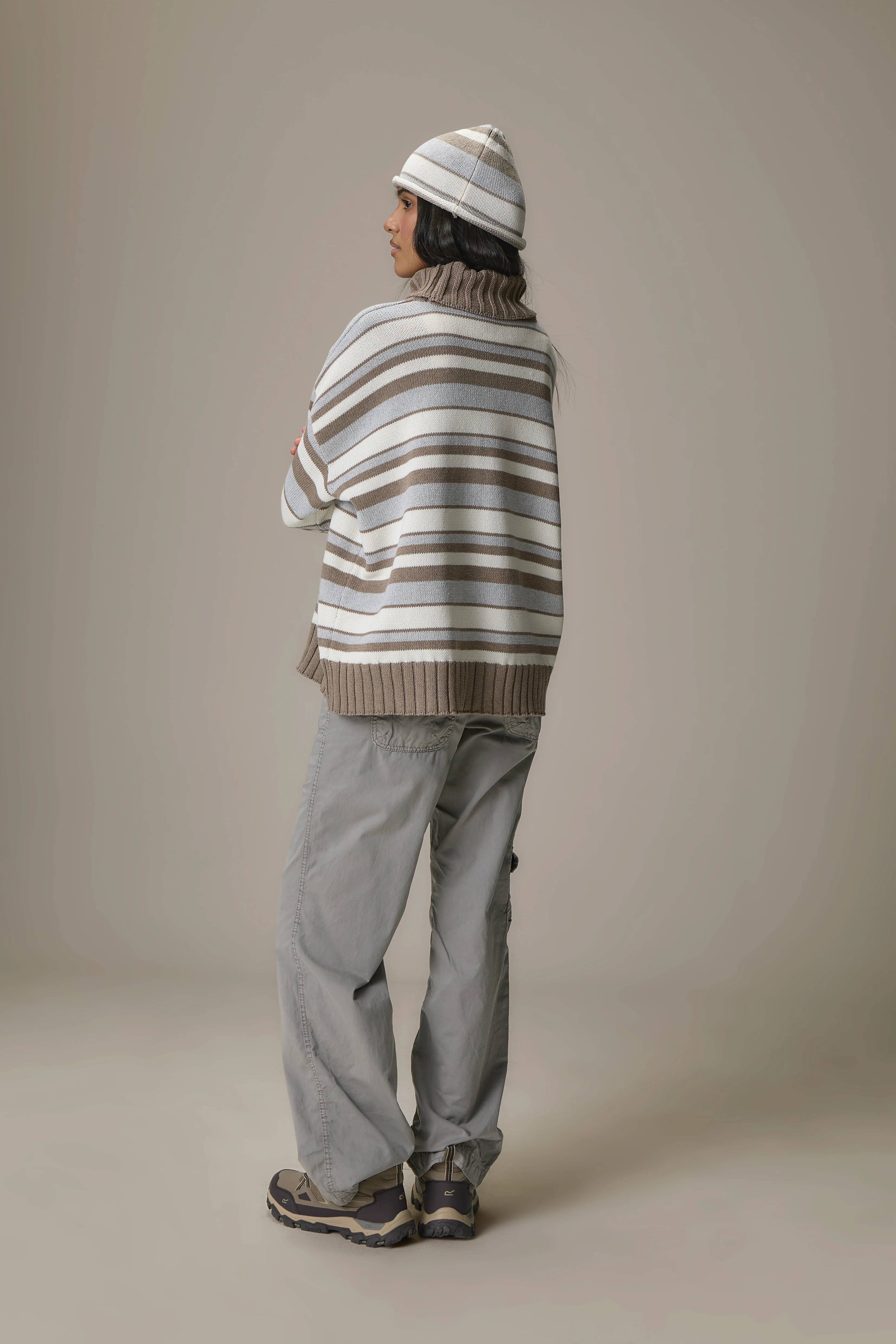 Bella Stripe Roll Neck in Grey - Image 6