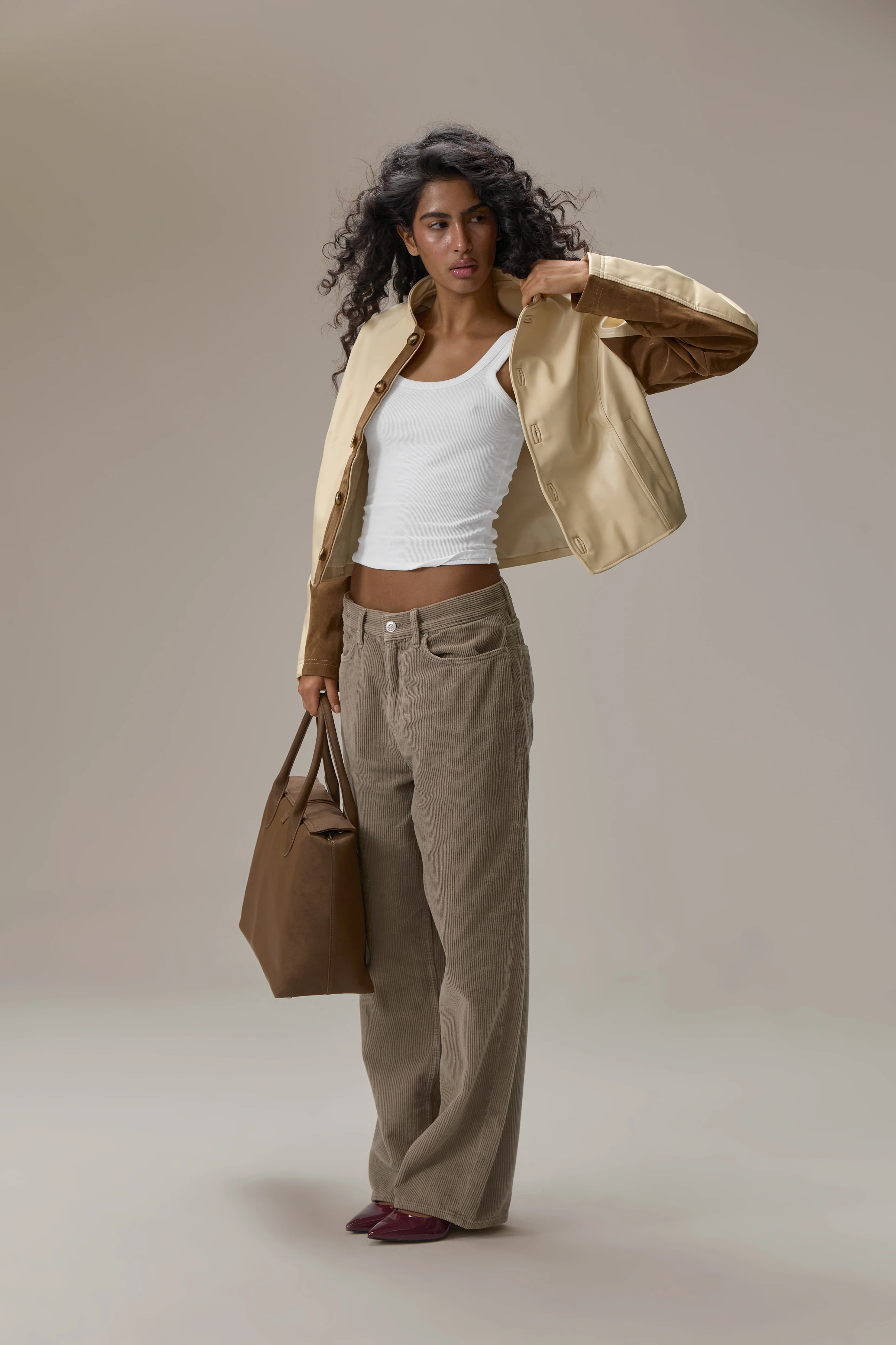Benny Faux Leather Jacket in Yellow - Image 3