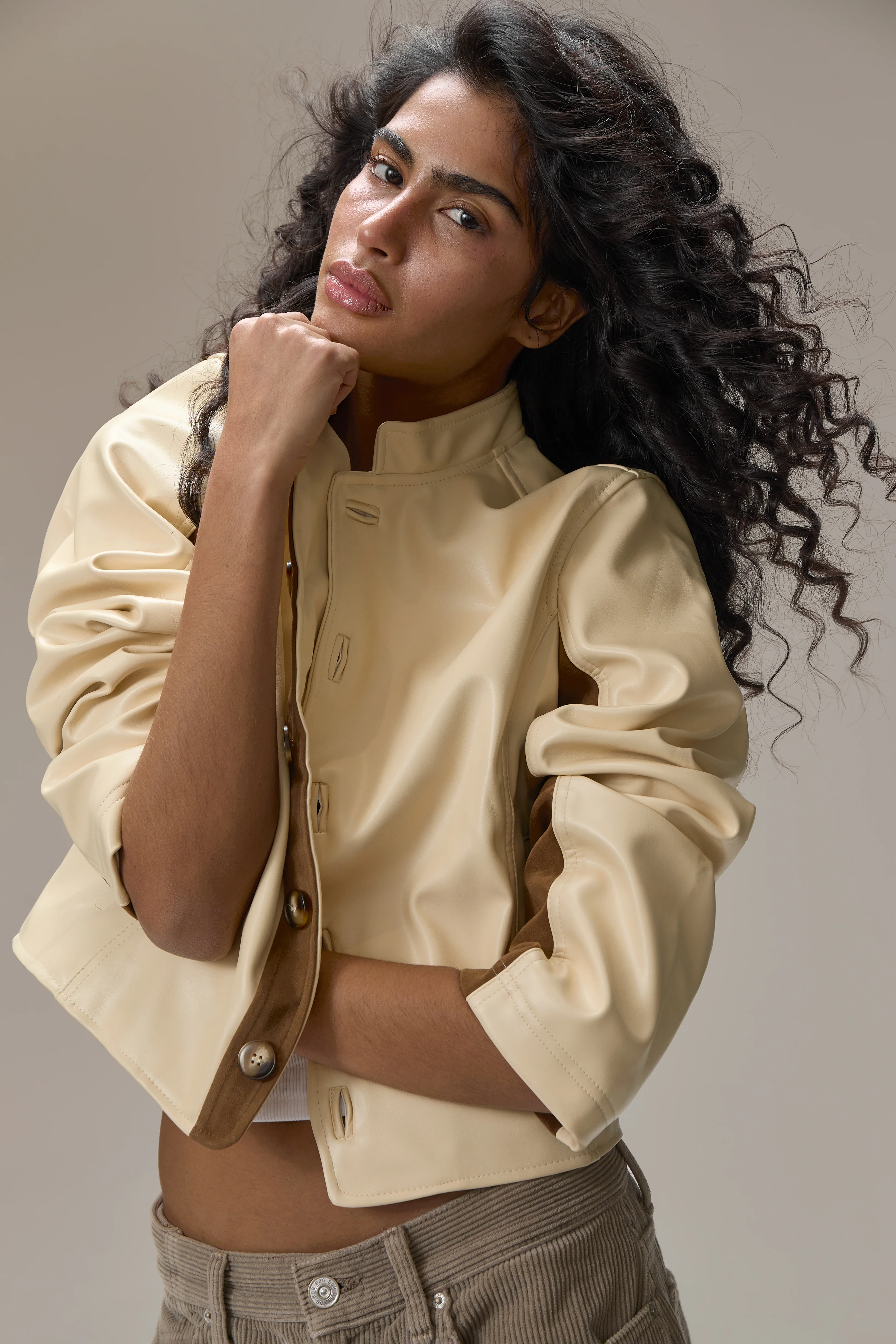 Benny Faux Leather Jacket in Yellow - Image 5