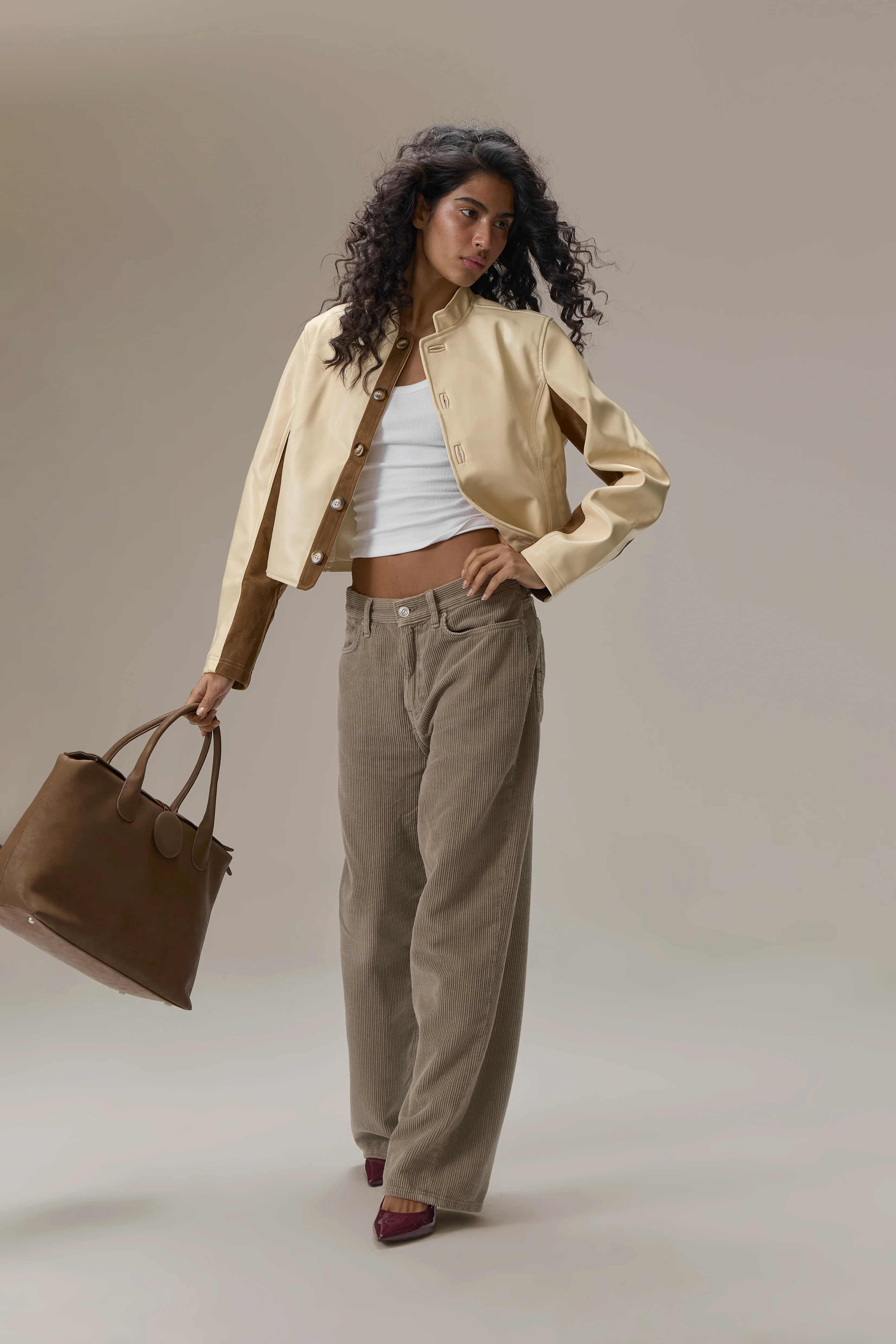 Benny Faux Leather Jacket in Yellow - Image 7