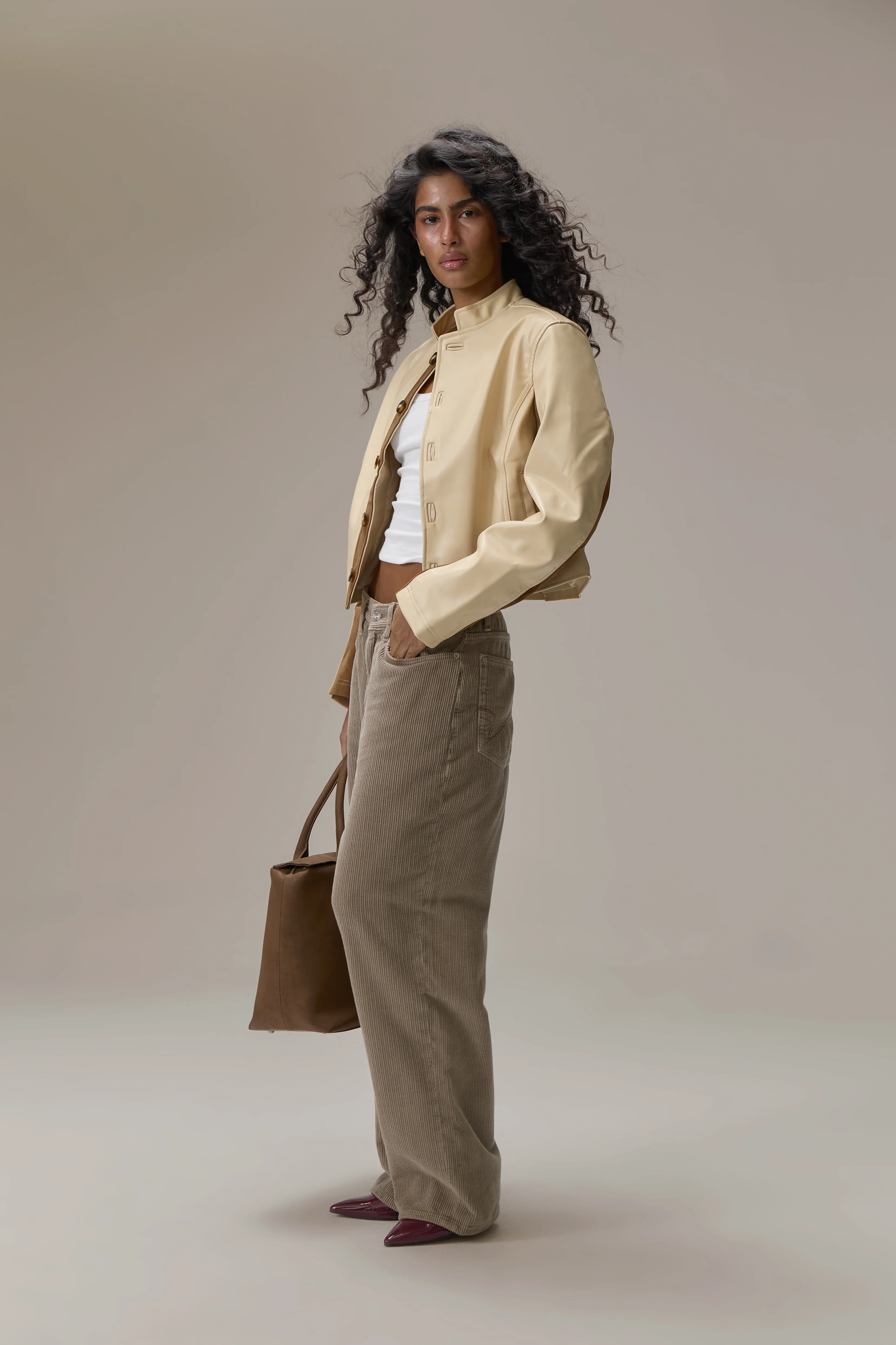 Benny Faux Leather Jacket in Yellow - Image 8