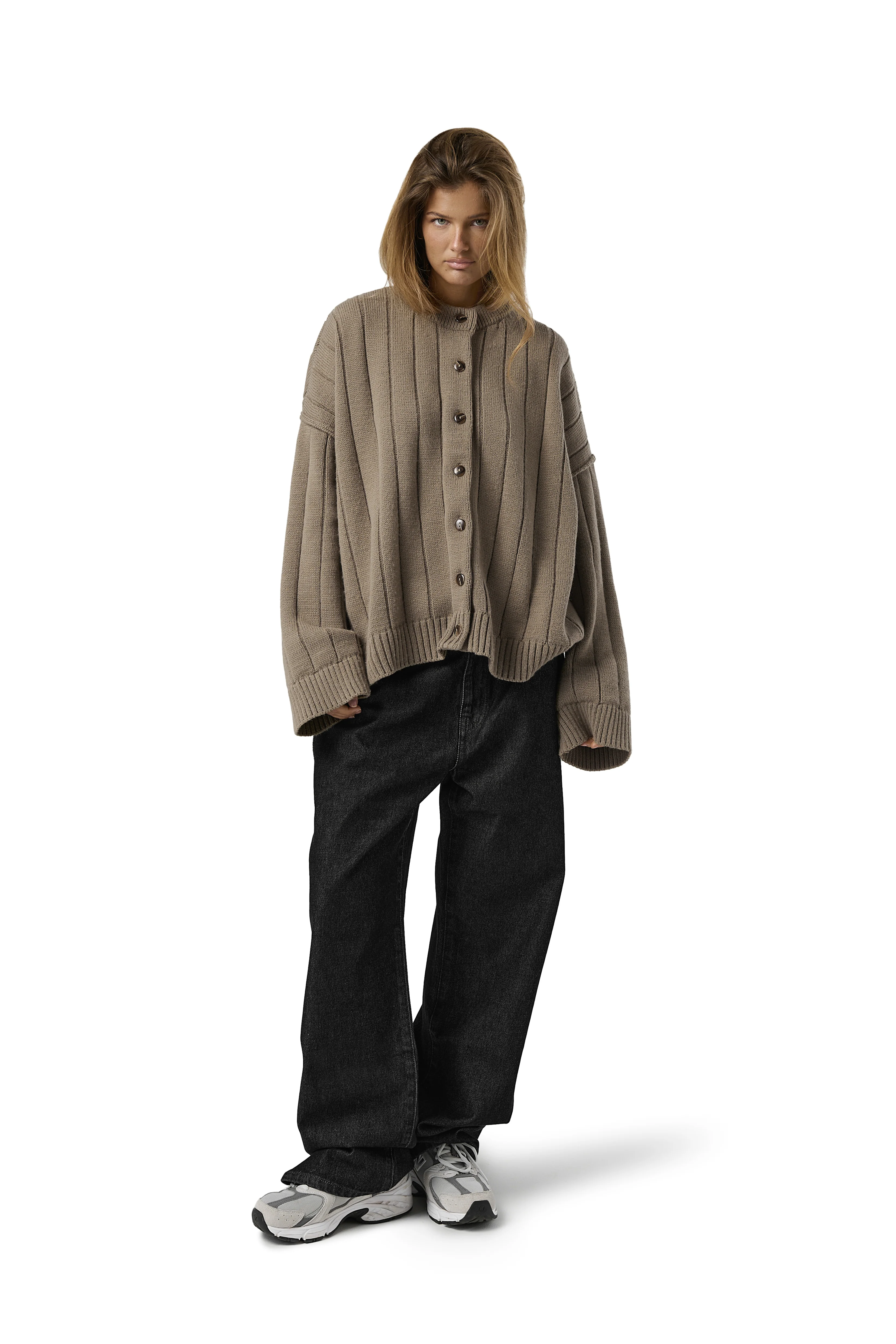 Bryant Button Cardigan in Beige - Image 3
