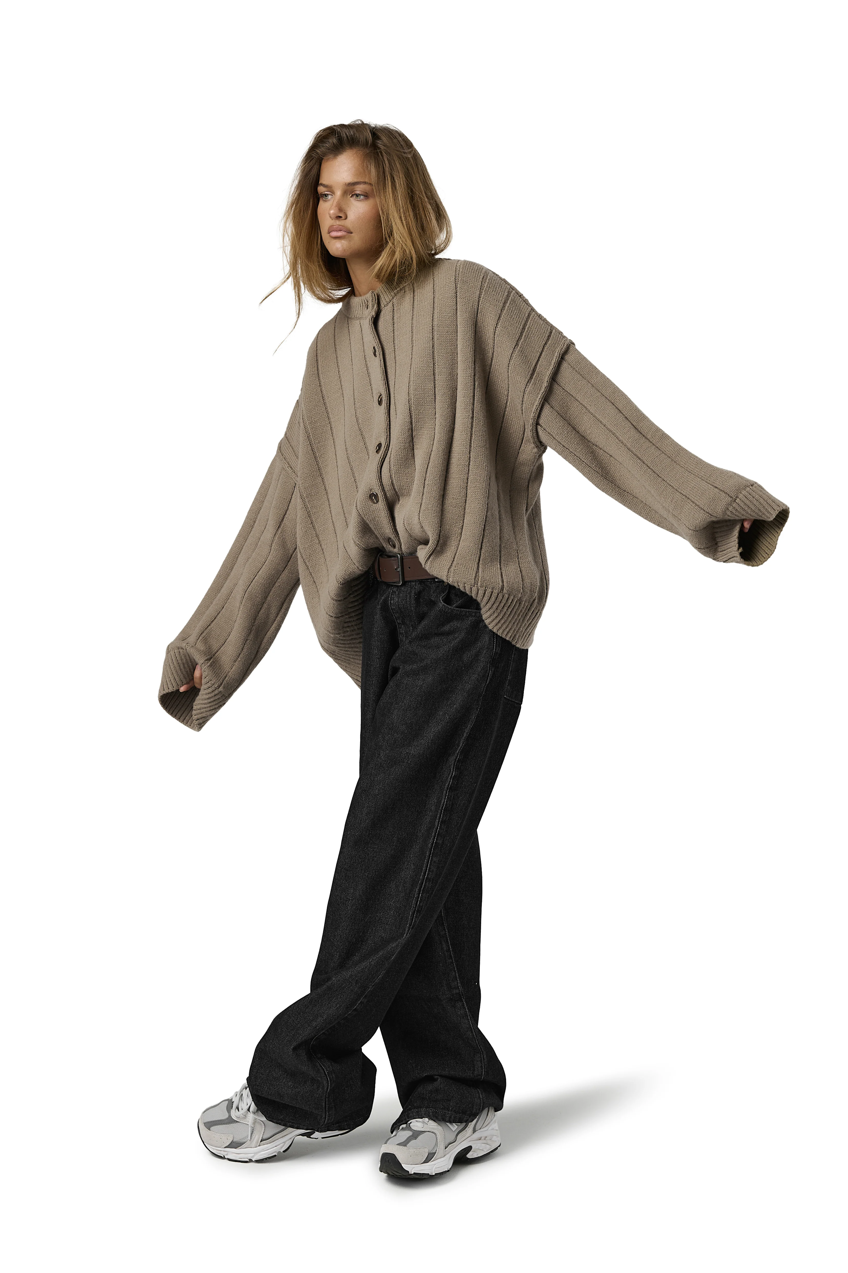 Bryant Button Cardigan in Beige - Image 4