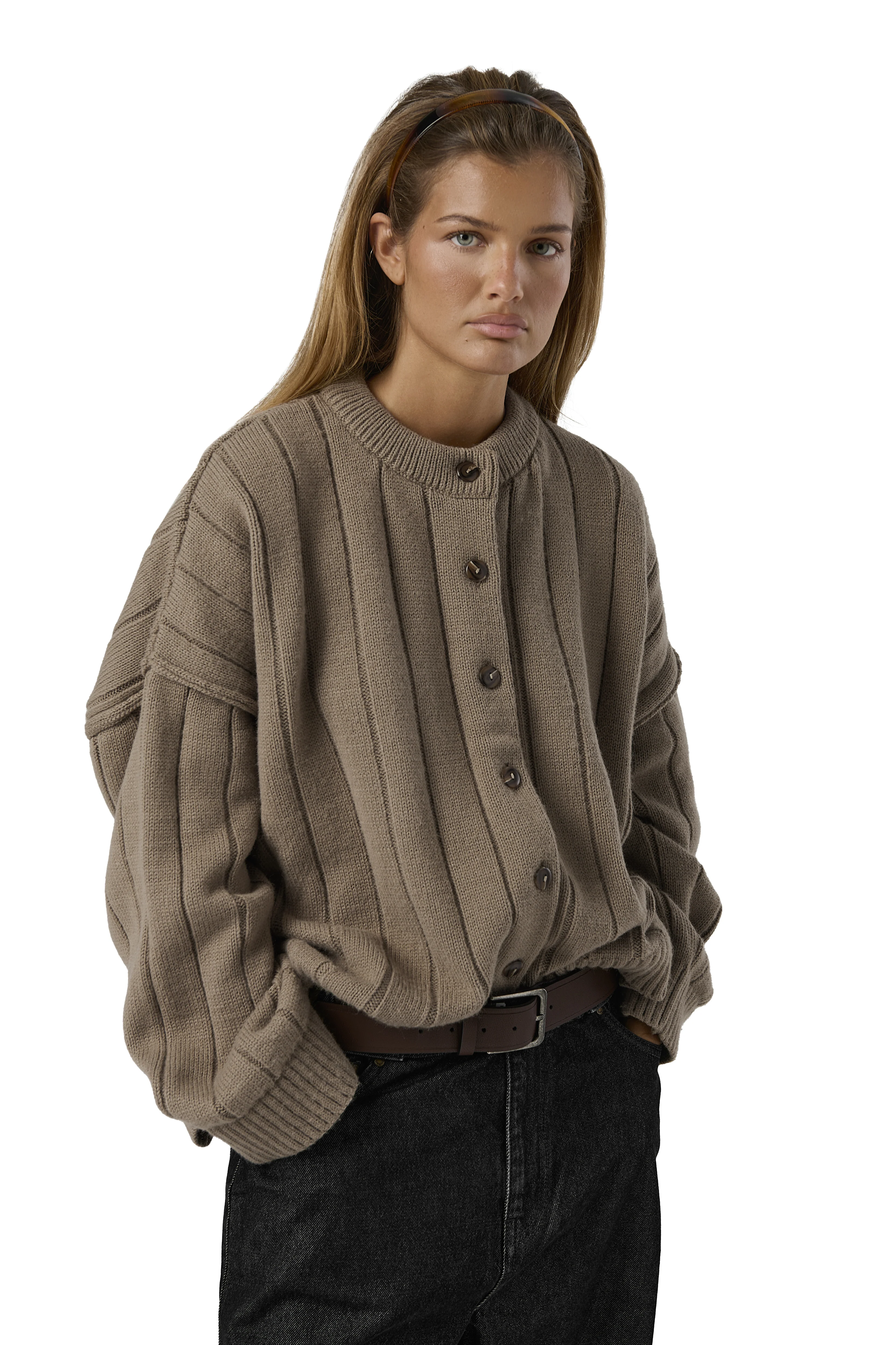 Bryant Button Cardigan in Beige - Image 5