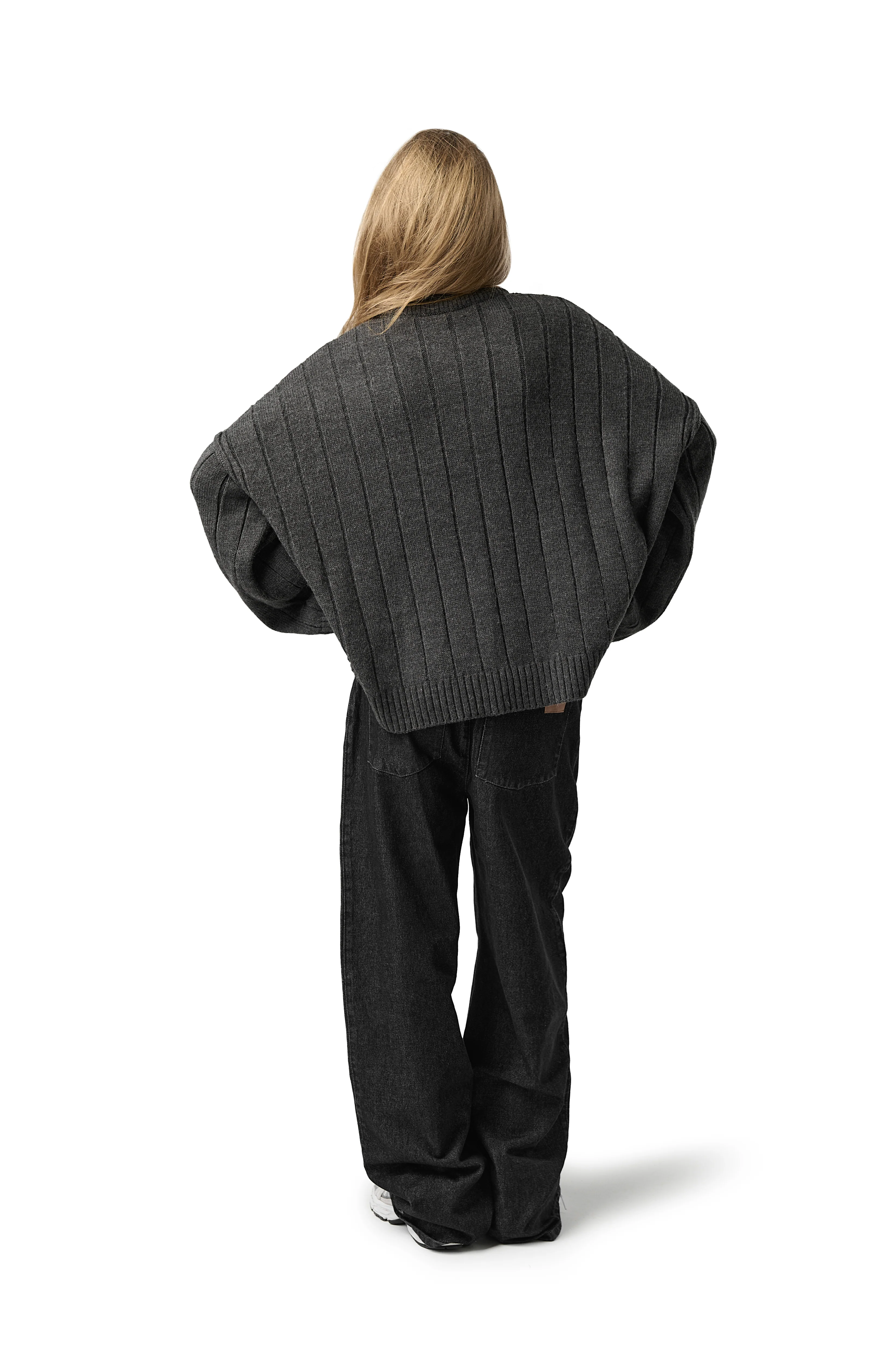 Bryant Button Cardigan in Charcoal - Image 6