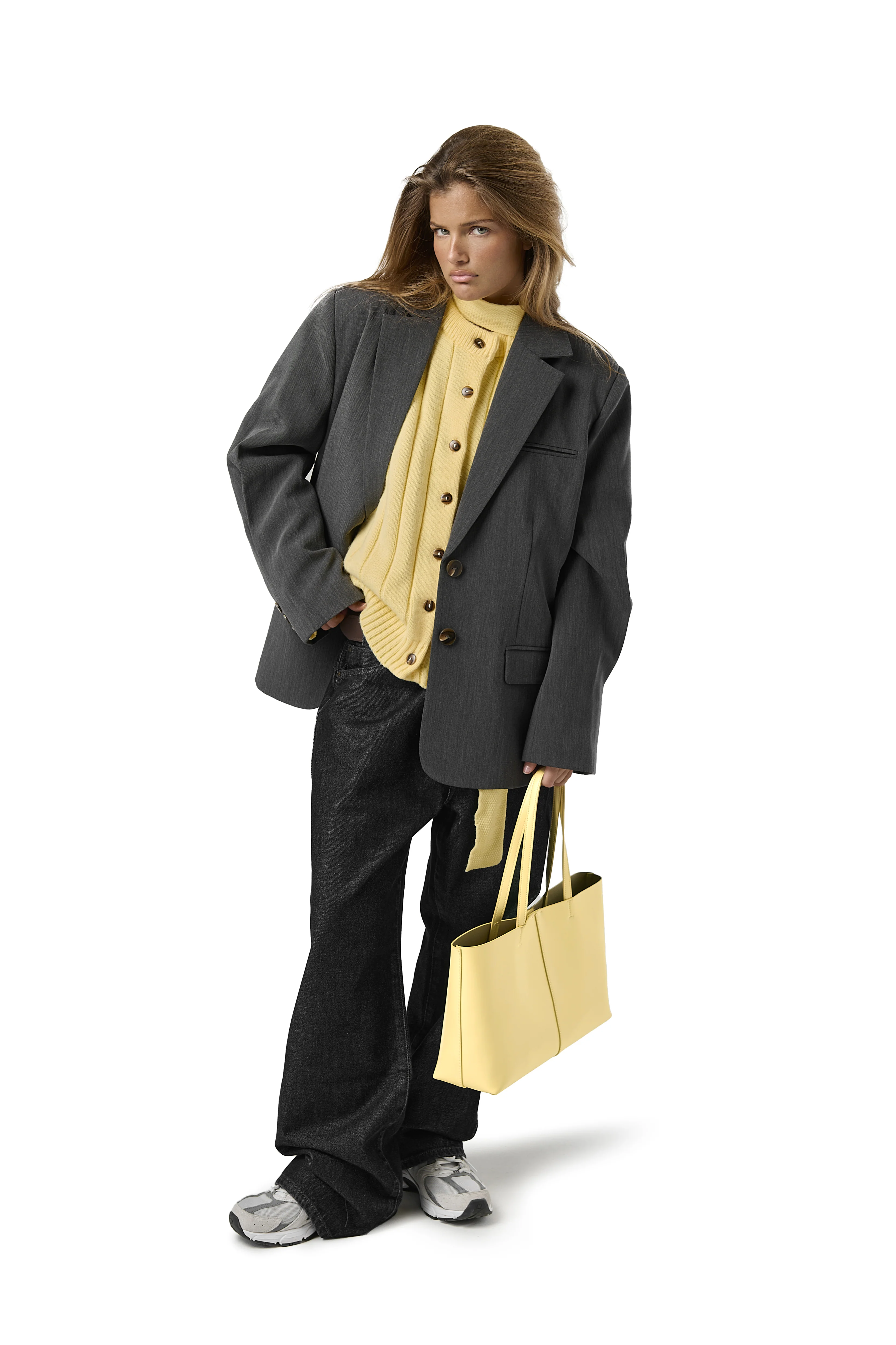 Bryant Button Cardigan in Yellow - Image 3