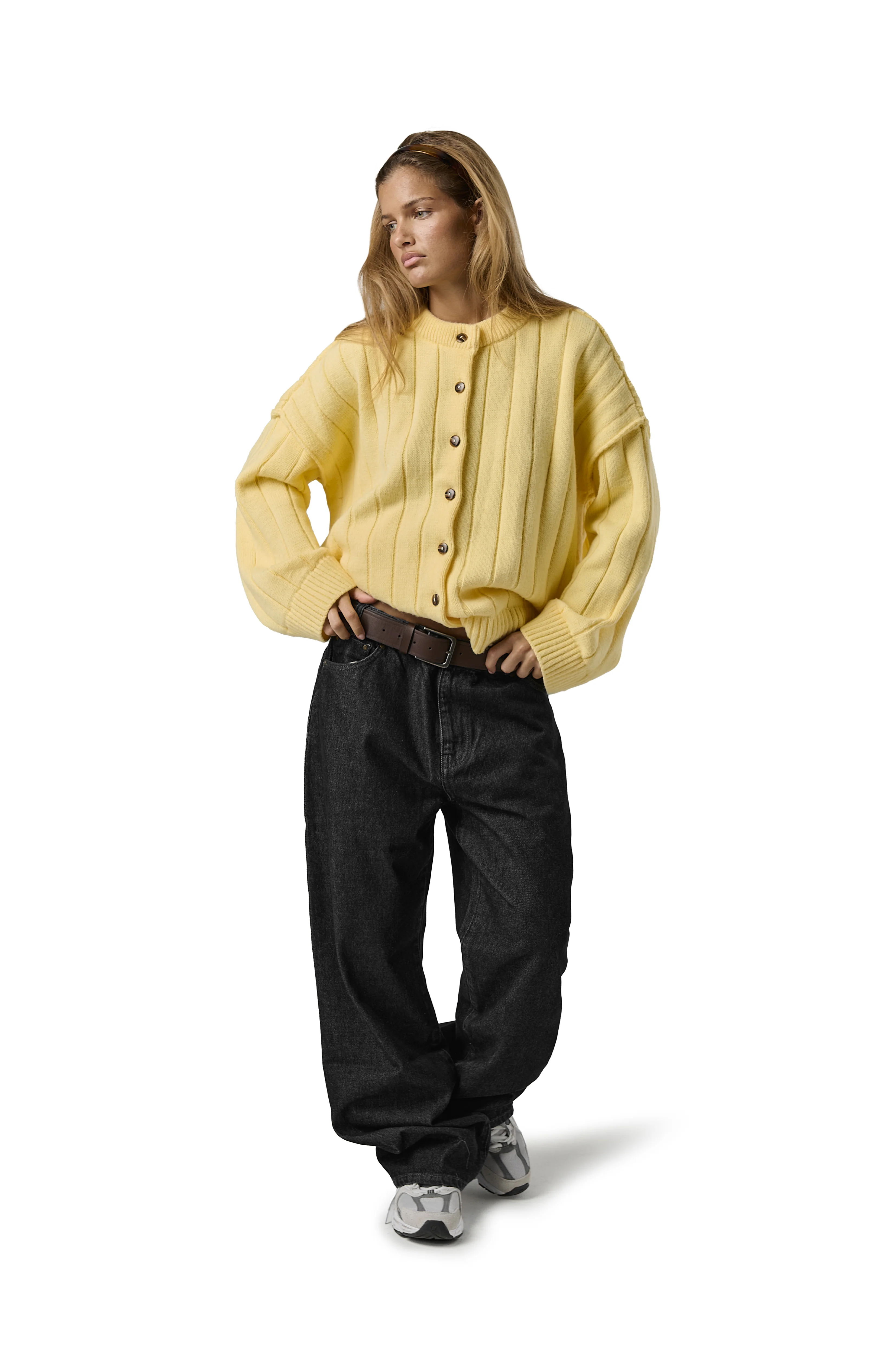 Bryant Button Cardigan in Yellow - Image 4