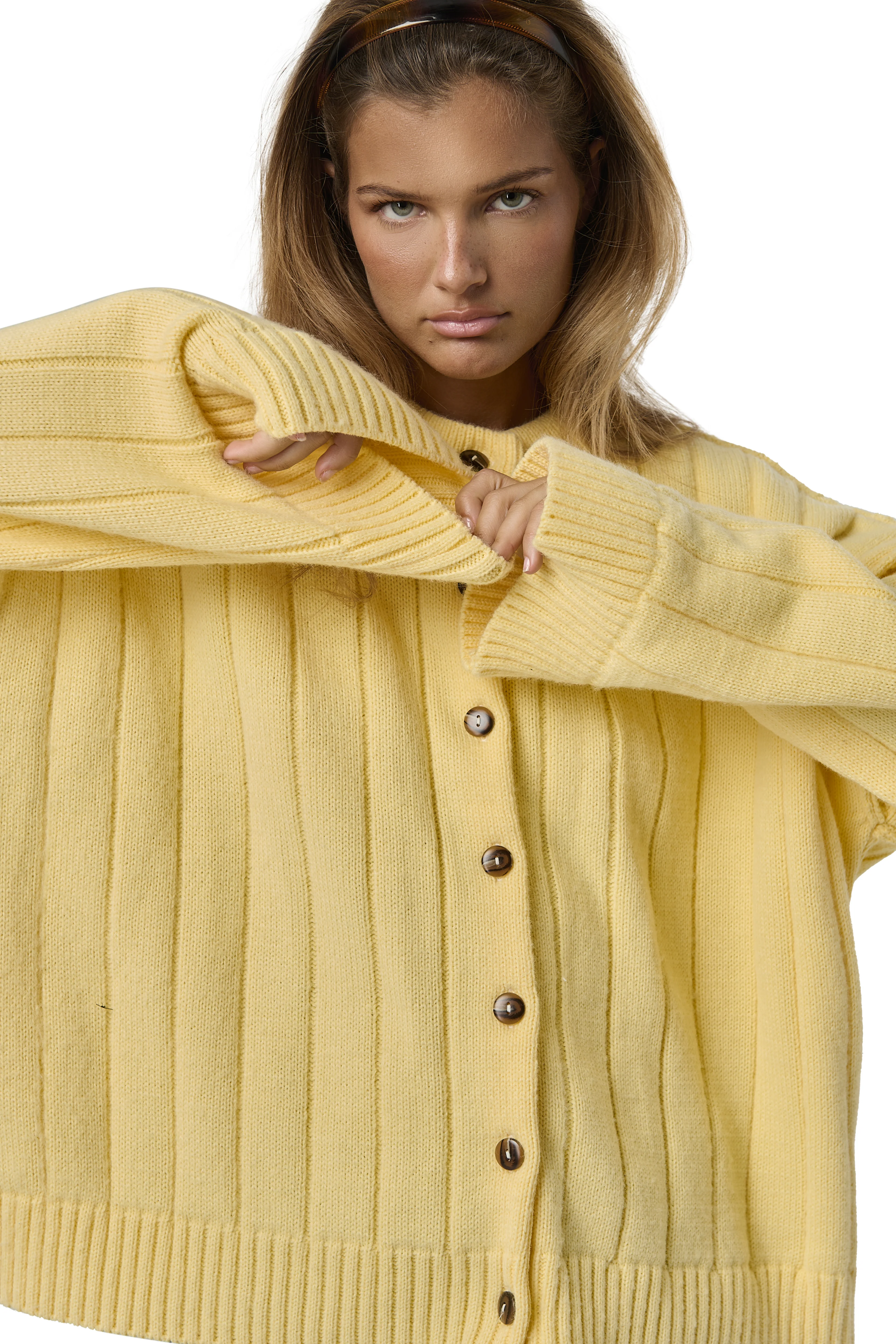 Bryant Button Cardigan in Yellow - Image 5