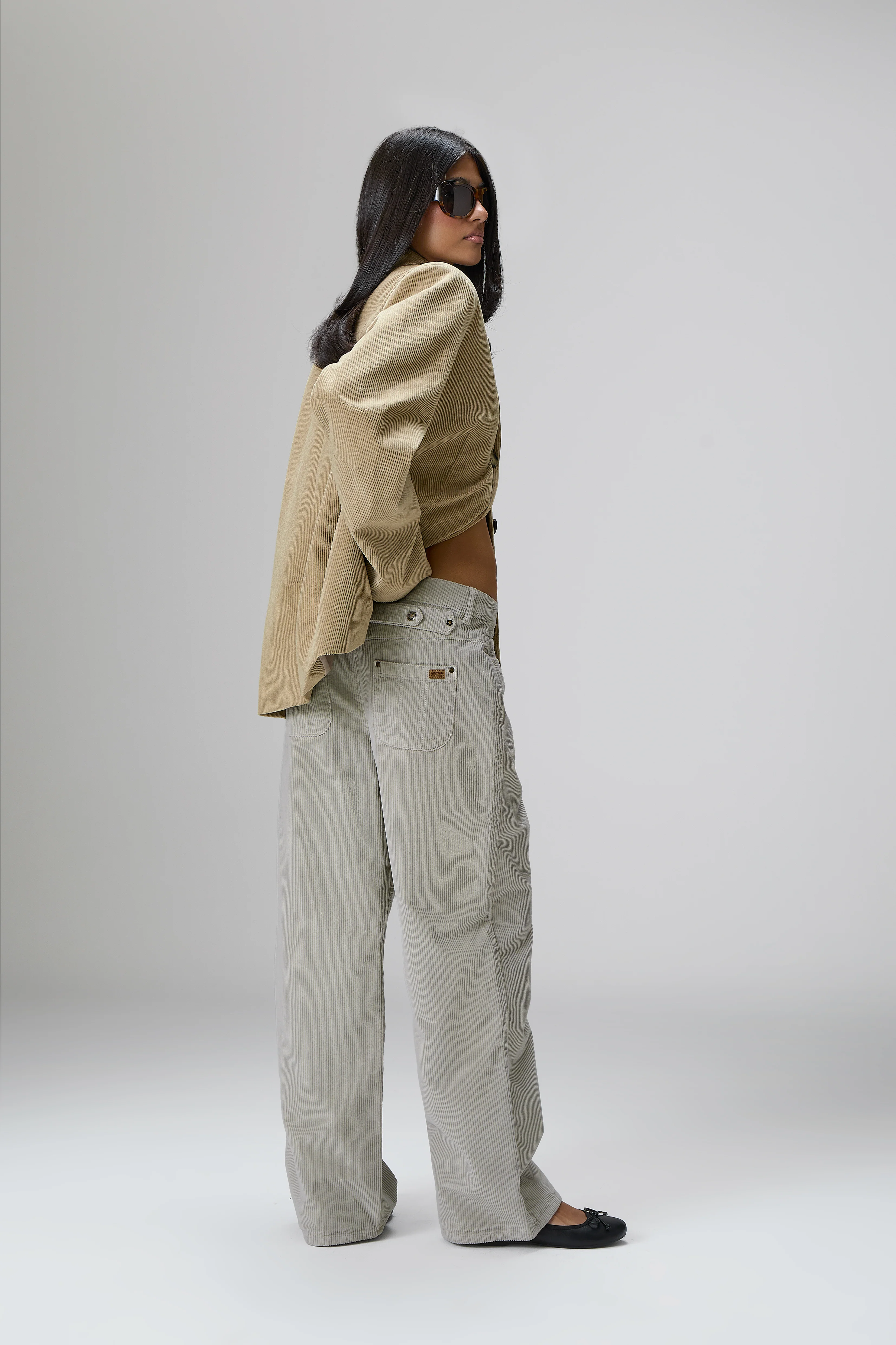 Malt Oversized Cord Blazer in Classic Beige - Image 3