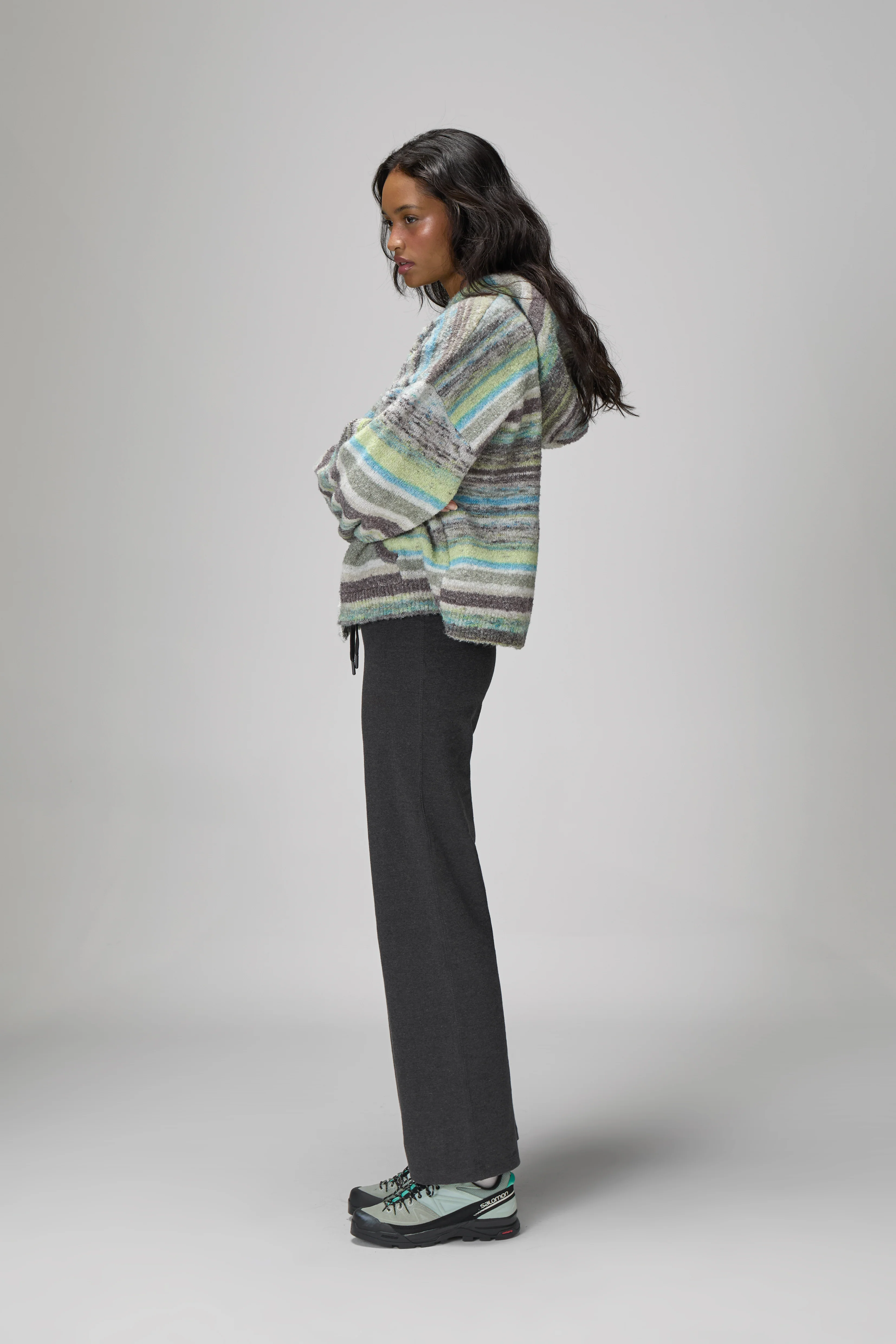 Emmett Knit Zip Up Hoodie in Lime - Image 5