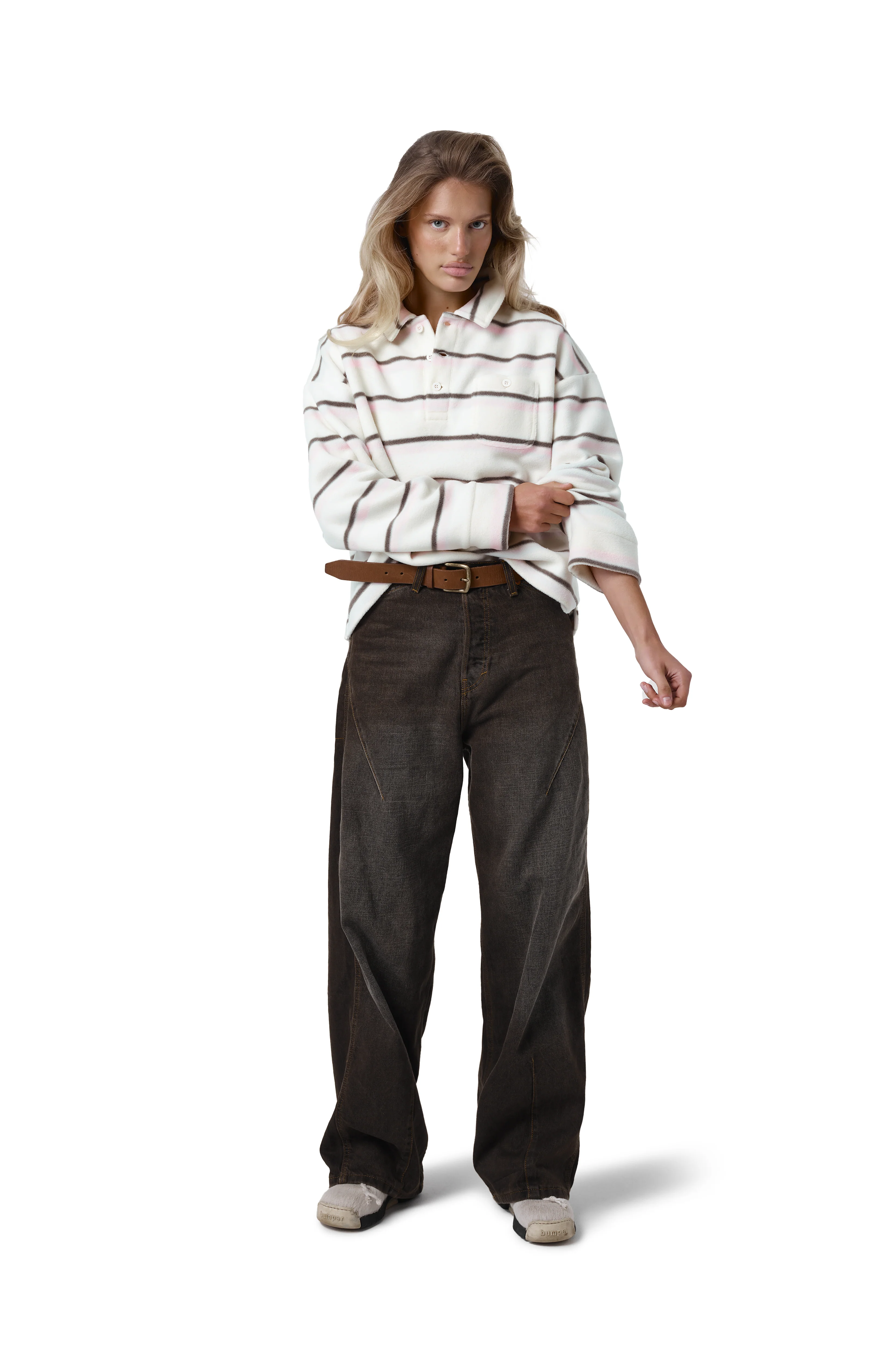 Folk Fleece Shirt in Bunny Stripe - Image 3