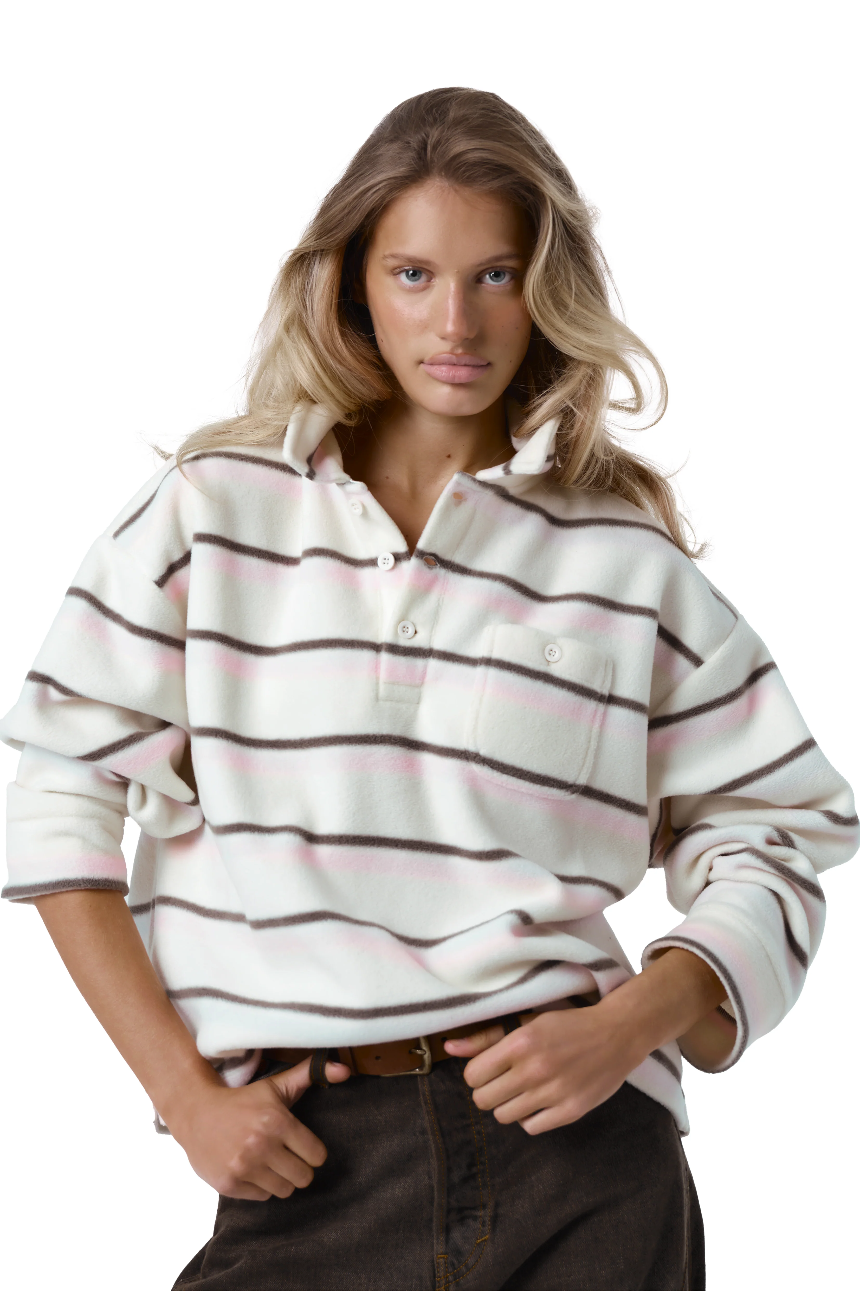Folk Fleece Shirt in Bunny Stripe - Image 4