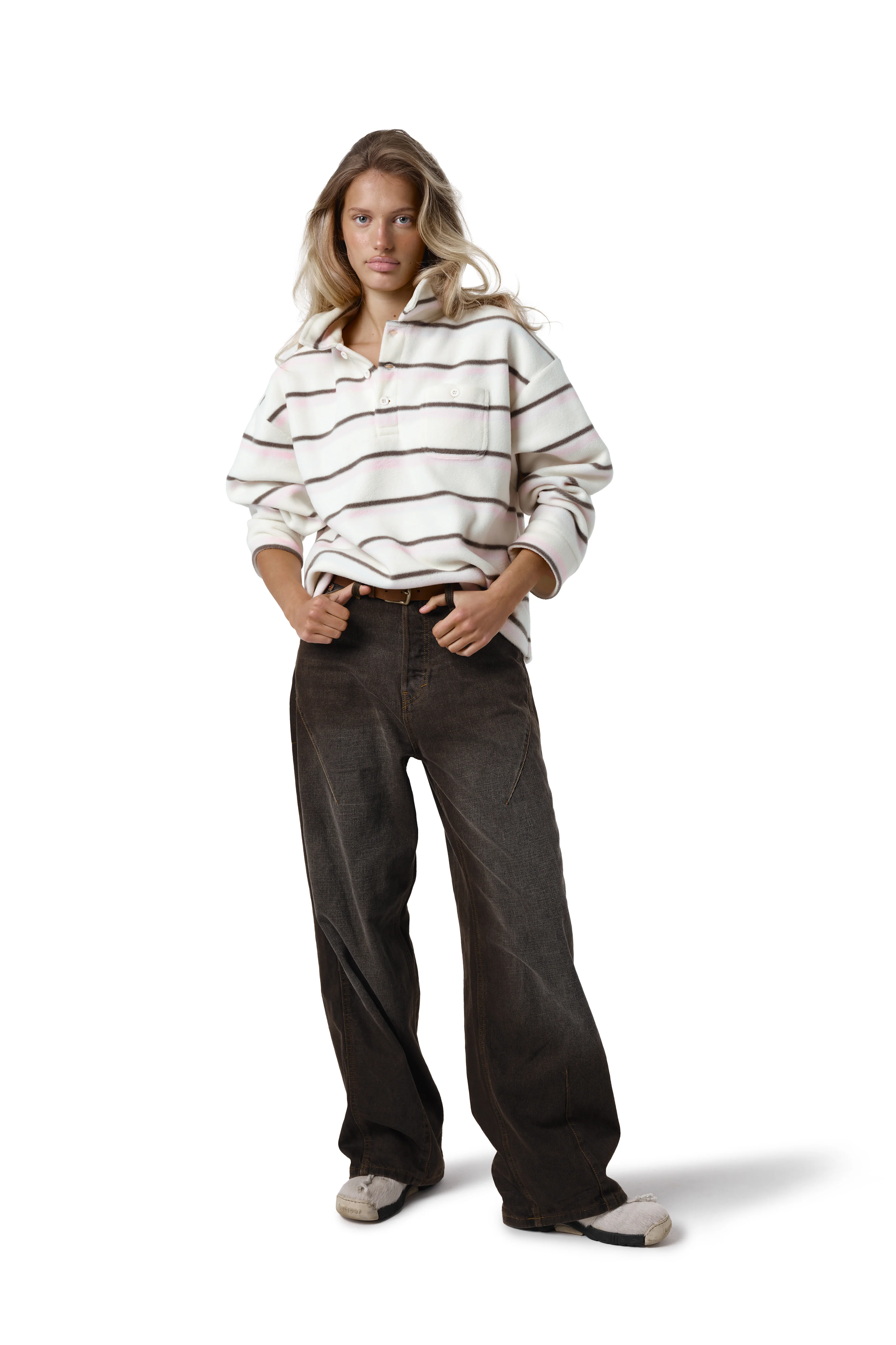 Folk Fleece Shirt in Bunny Stripe - Image 5