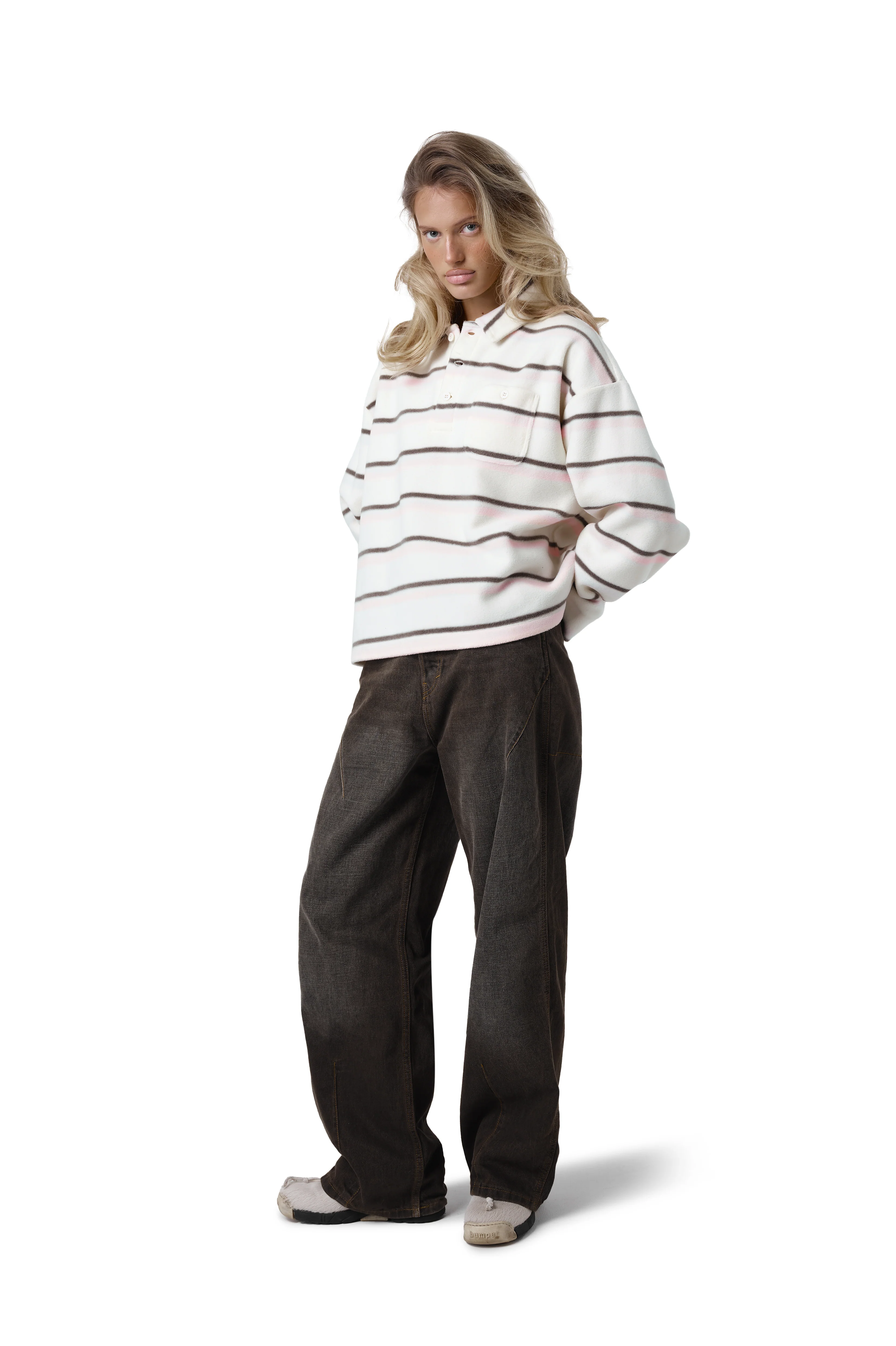Folk Fleece Shirt in Bunny Stripe - Image 8