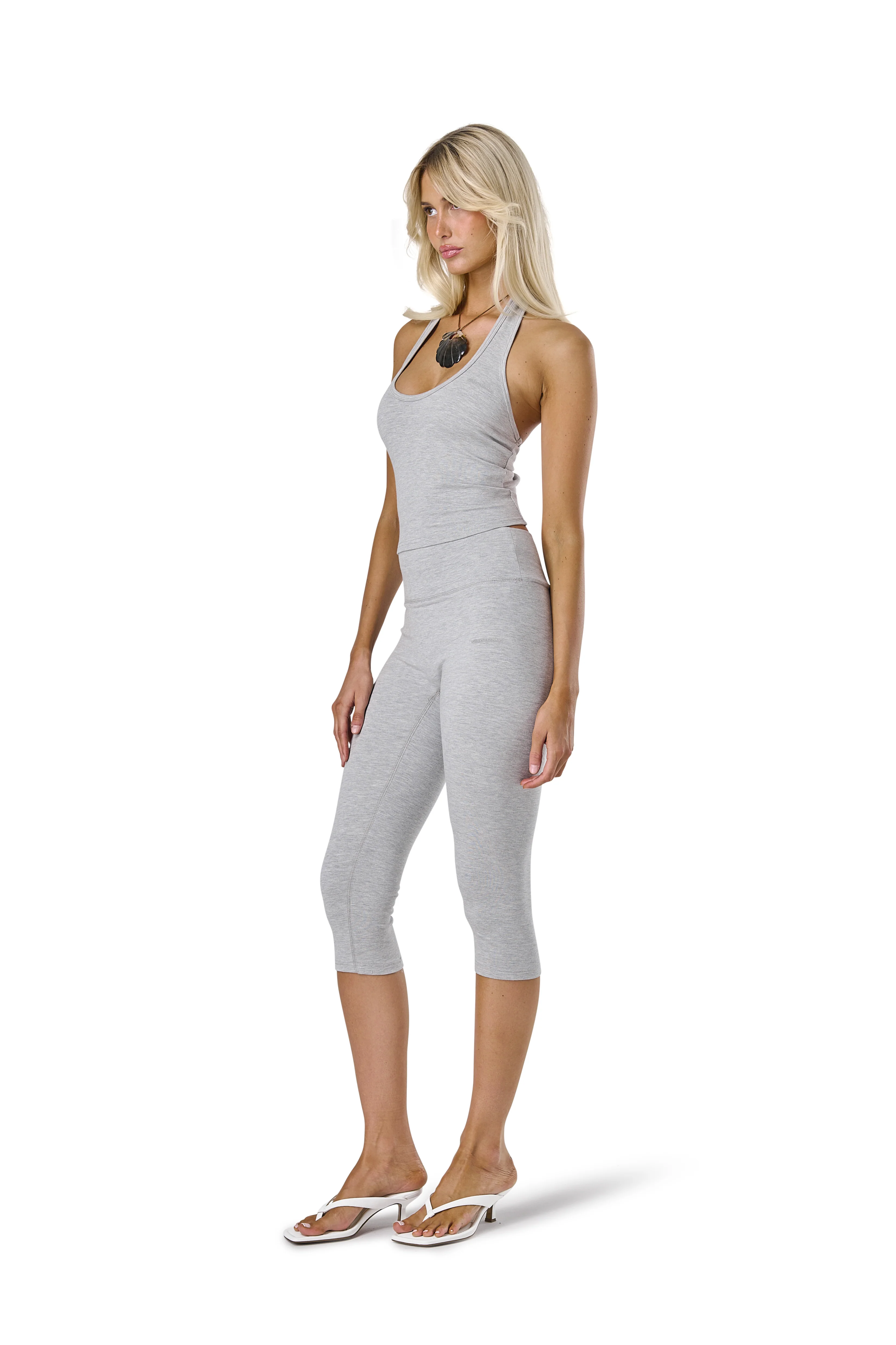 Huggie Capri Leggings in Marl Grey - Image 3