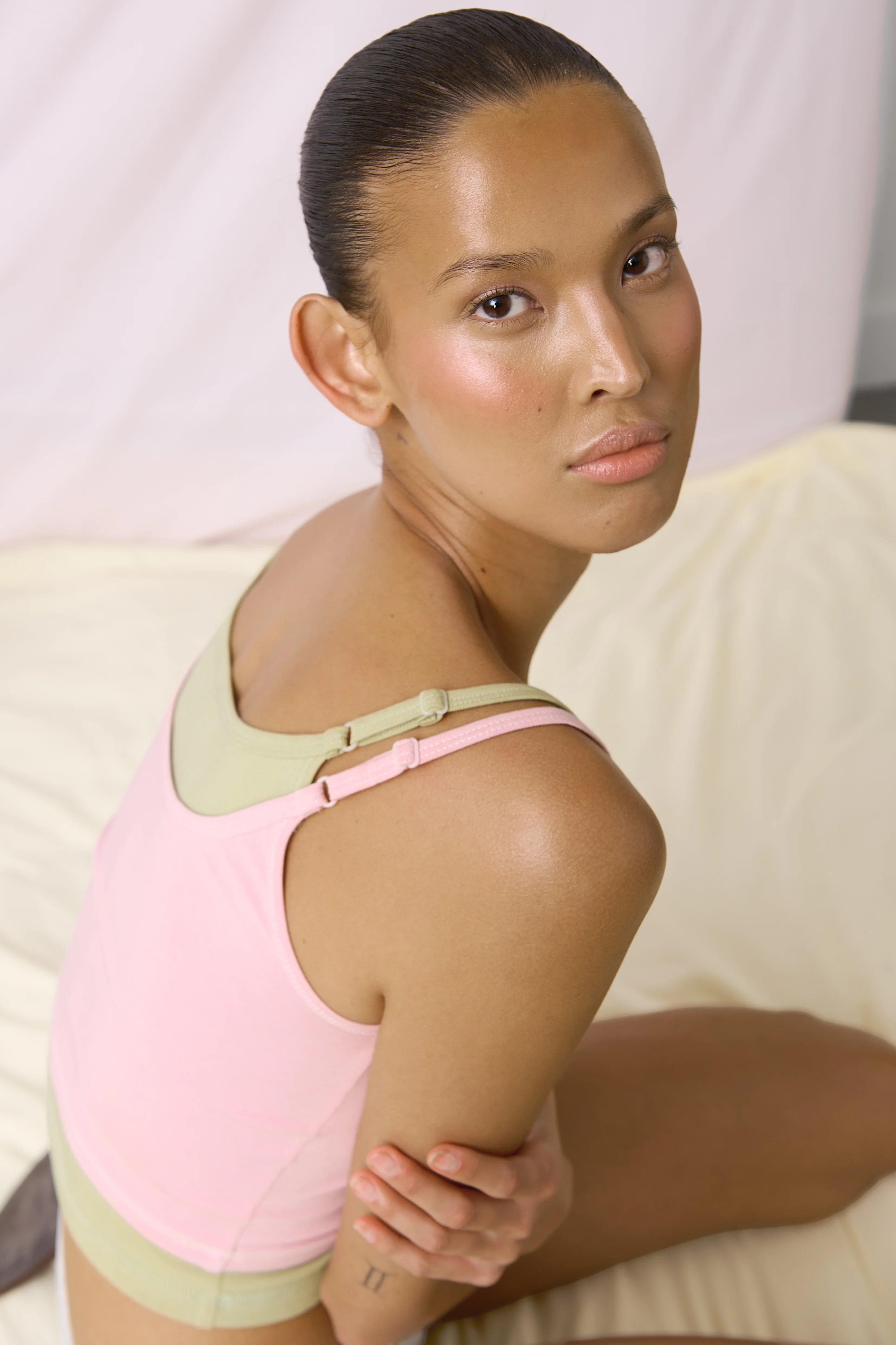 Huggie Layered Strappy Top in Soft Pink - Image 4