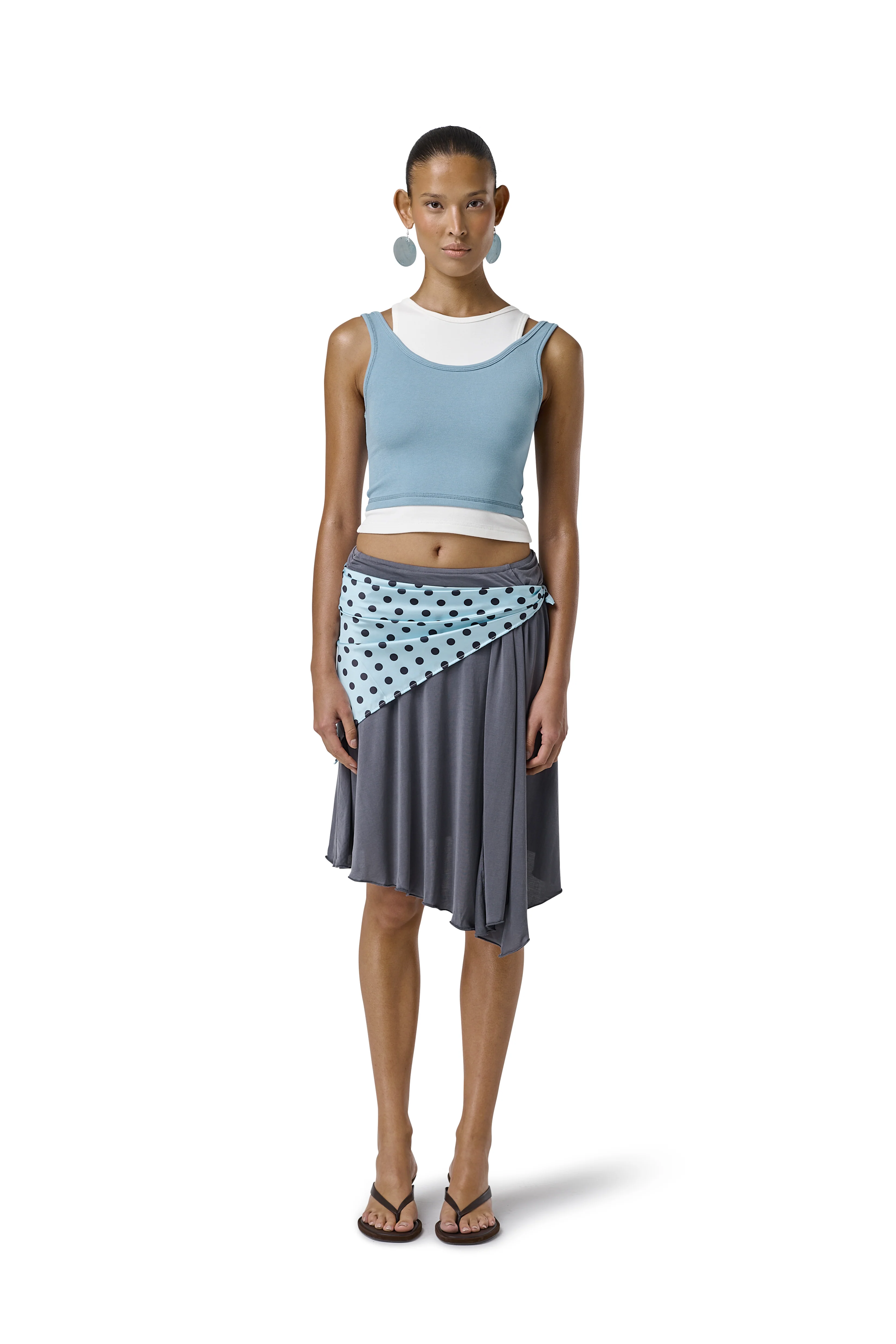Huggie Layered Vest Top in Mid Blue - Image 7