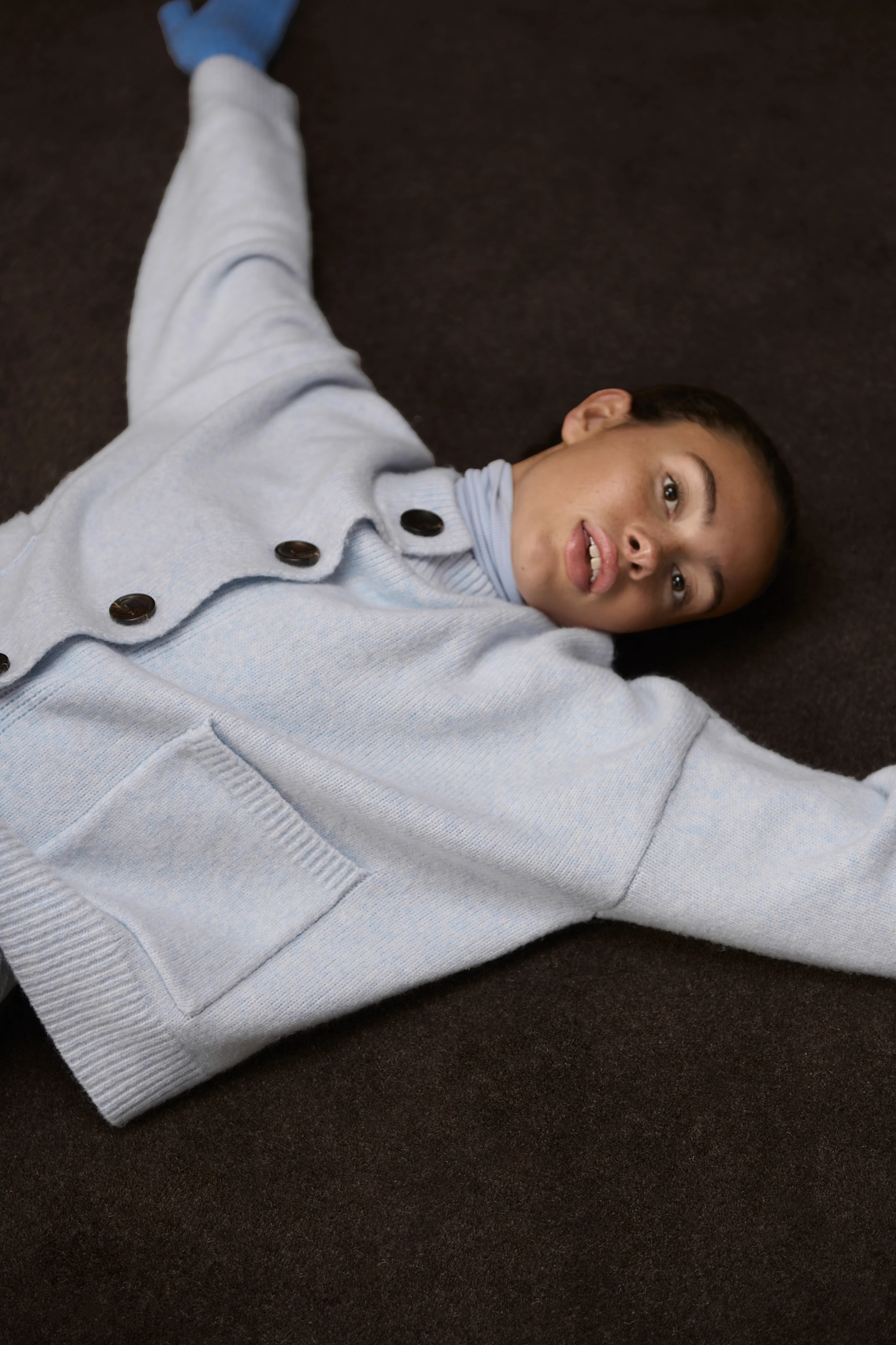 Eccles Button Cardigan in Powder Blue - Image 7