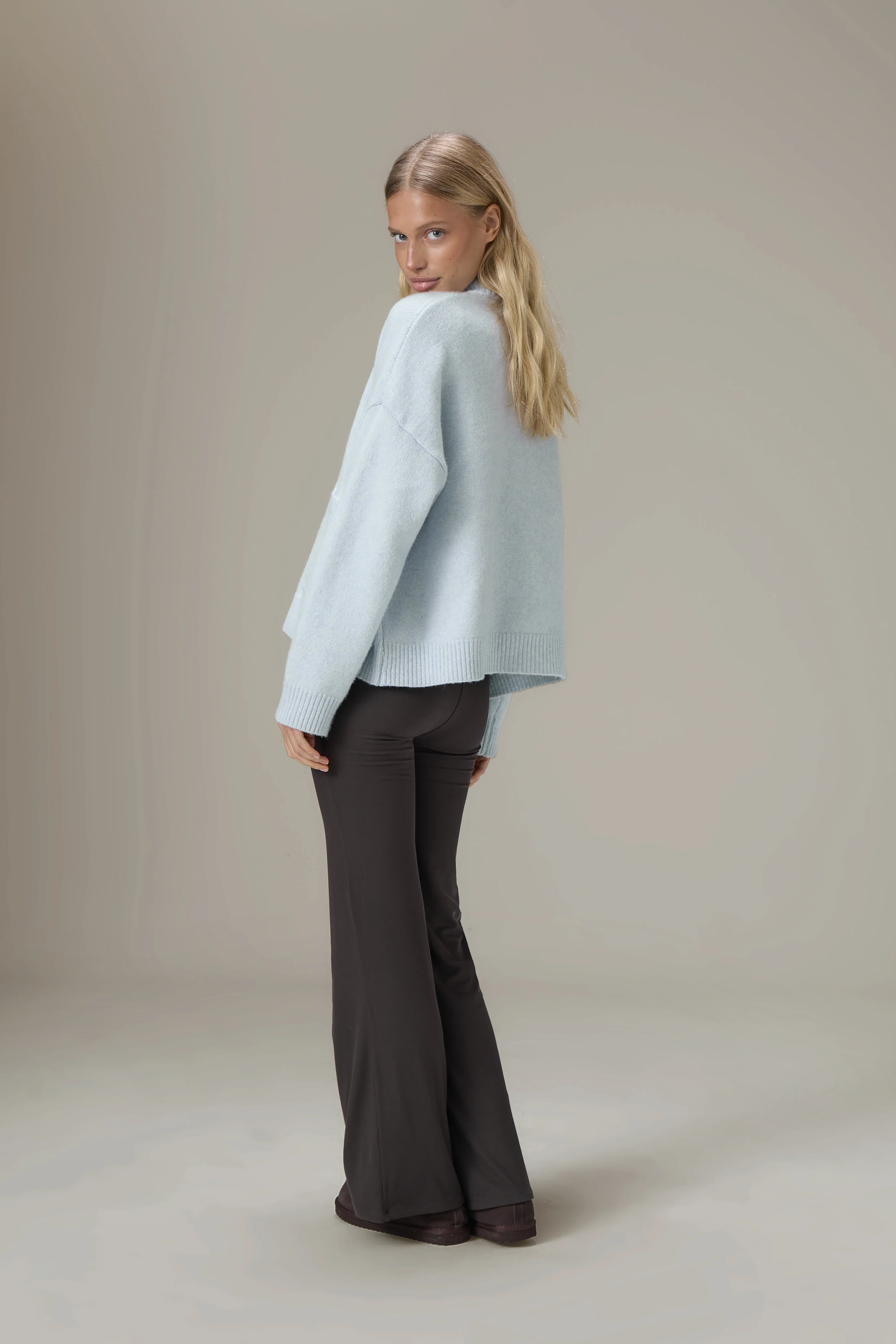 Eccles Button Cardigan in Powder Blue - Image 9