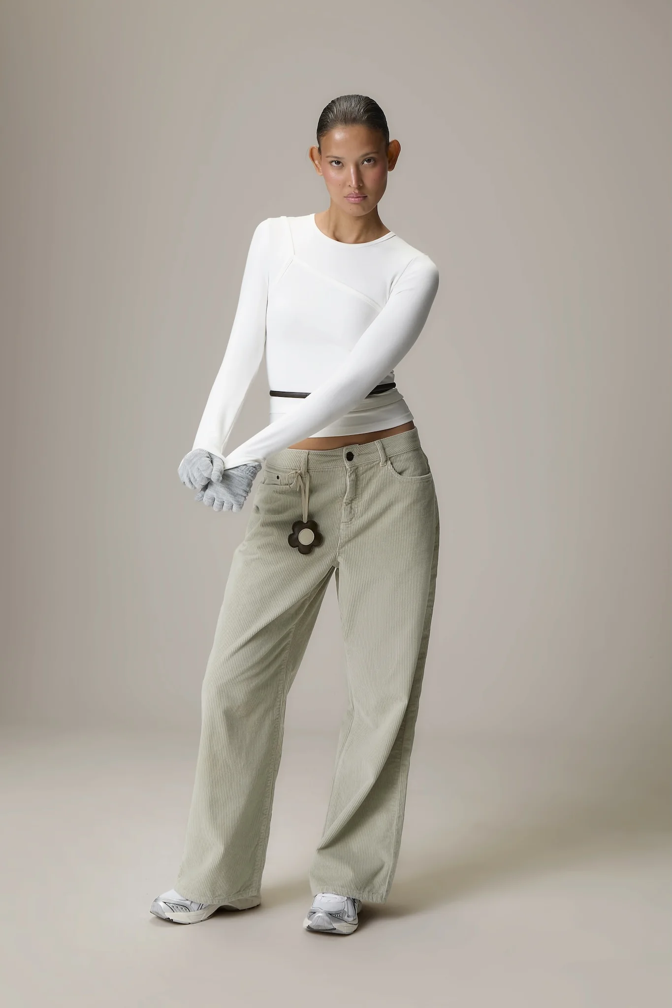 Lenzie Layered Long Sleeve Top in White - Image 5