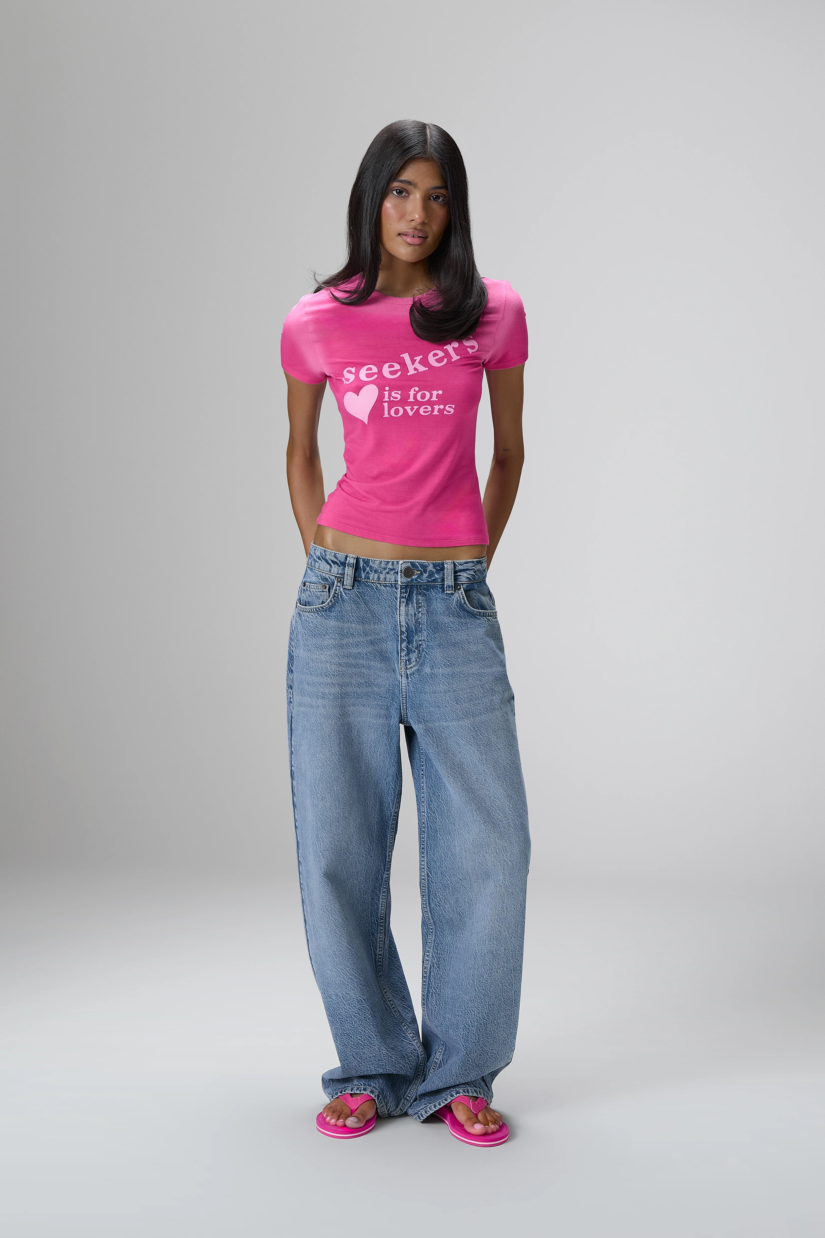 Lovers Stretch Baby Tee in Hottest Pink - Image 3