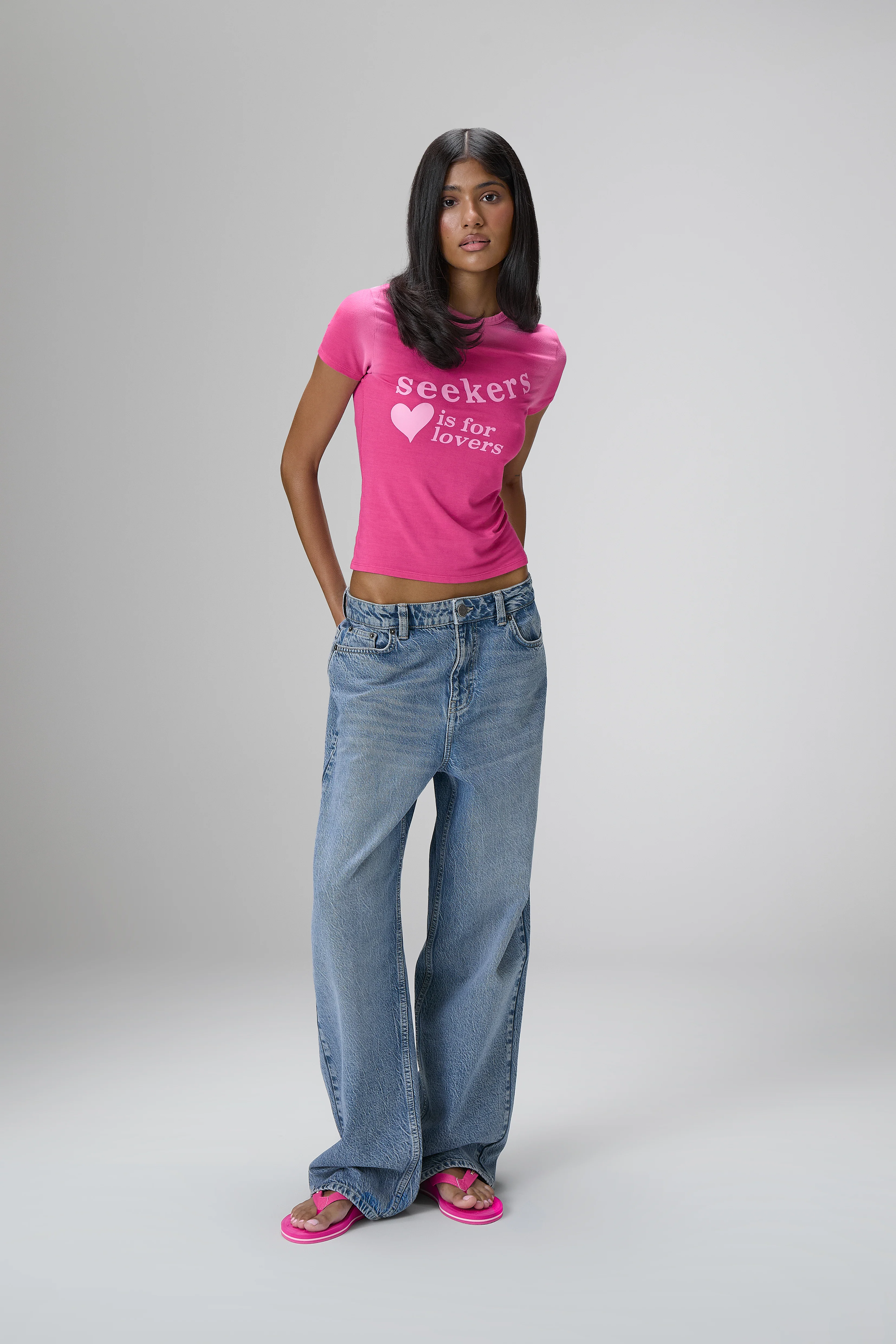 Lovers Stretch Baby Tee in Hottest Pink - Image 9