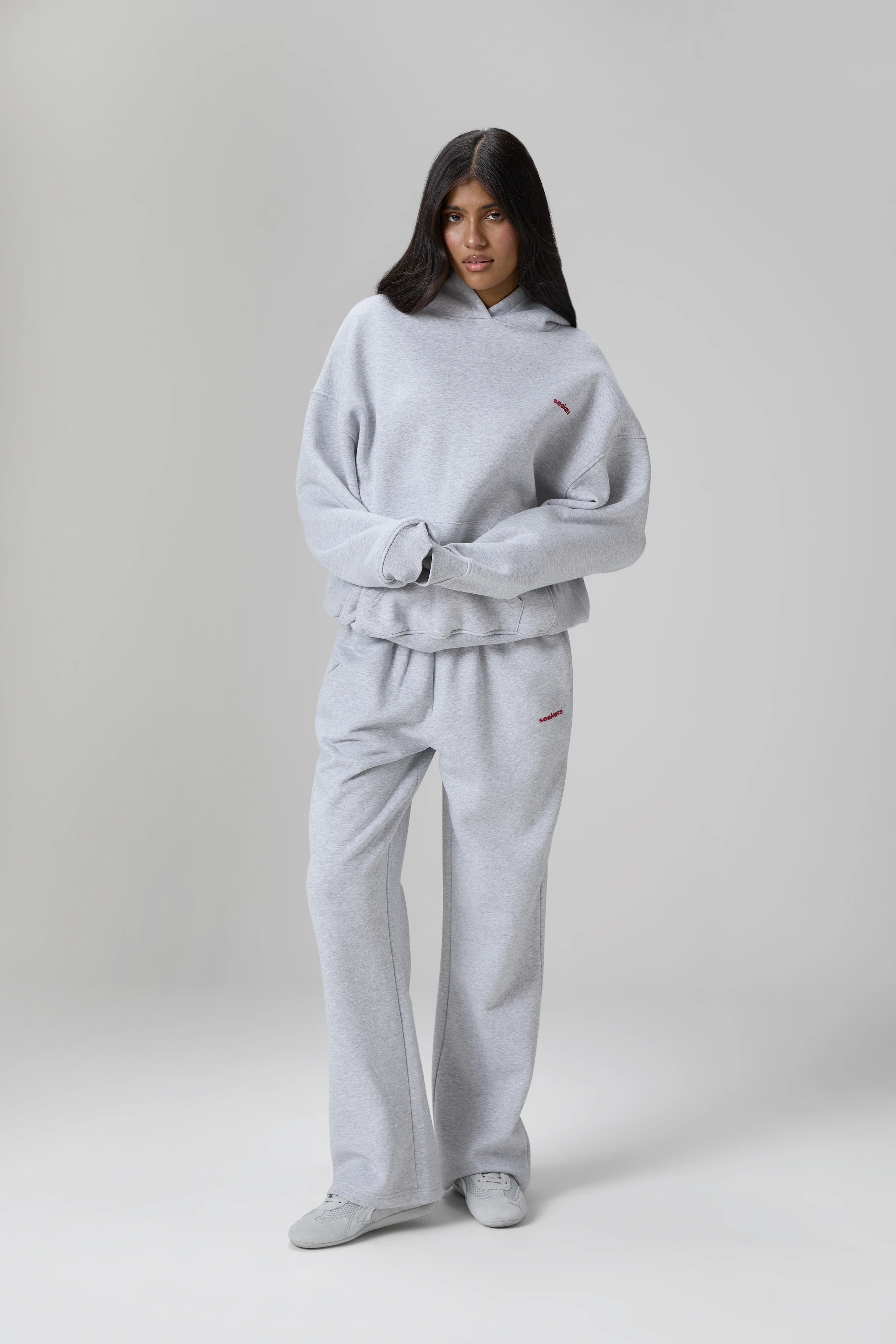 Seekers Classic Wide Leg Sweatpants in Grey Melange - Image 7