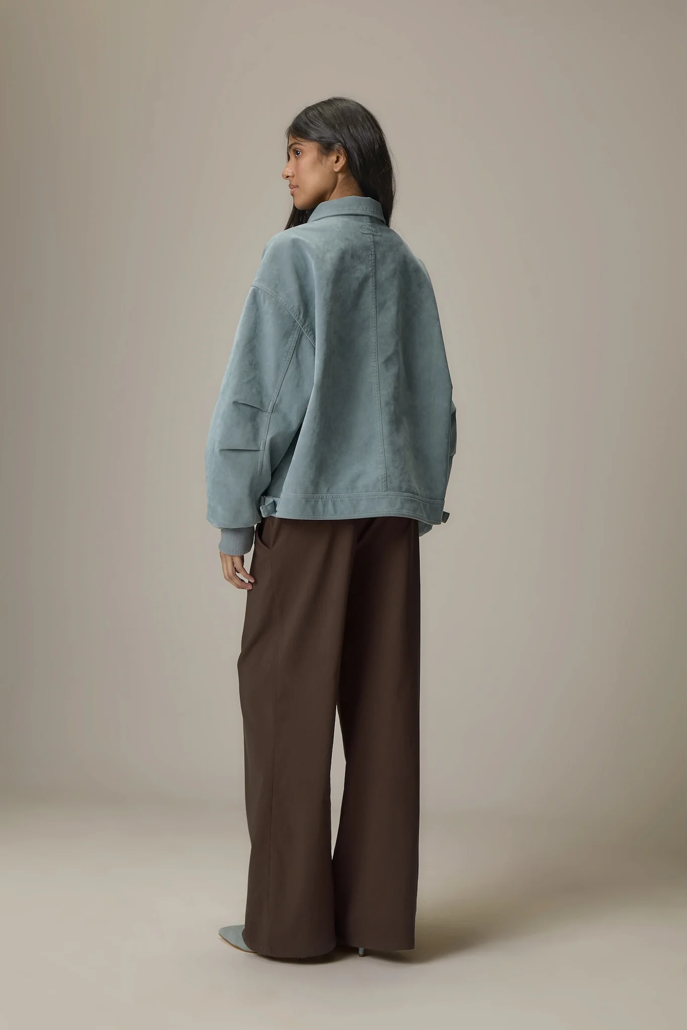 Martha Faux Suede Jacket in Blue - Image 3