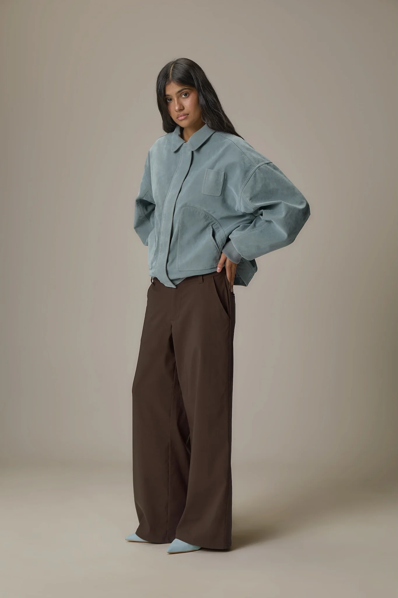 Martha Faux Suede Jacket in Blue - Image 4
