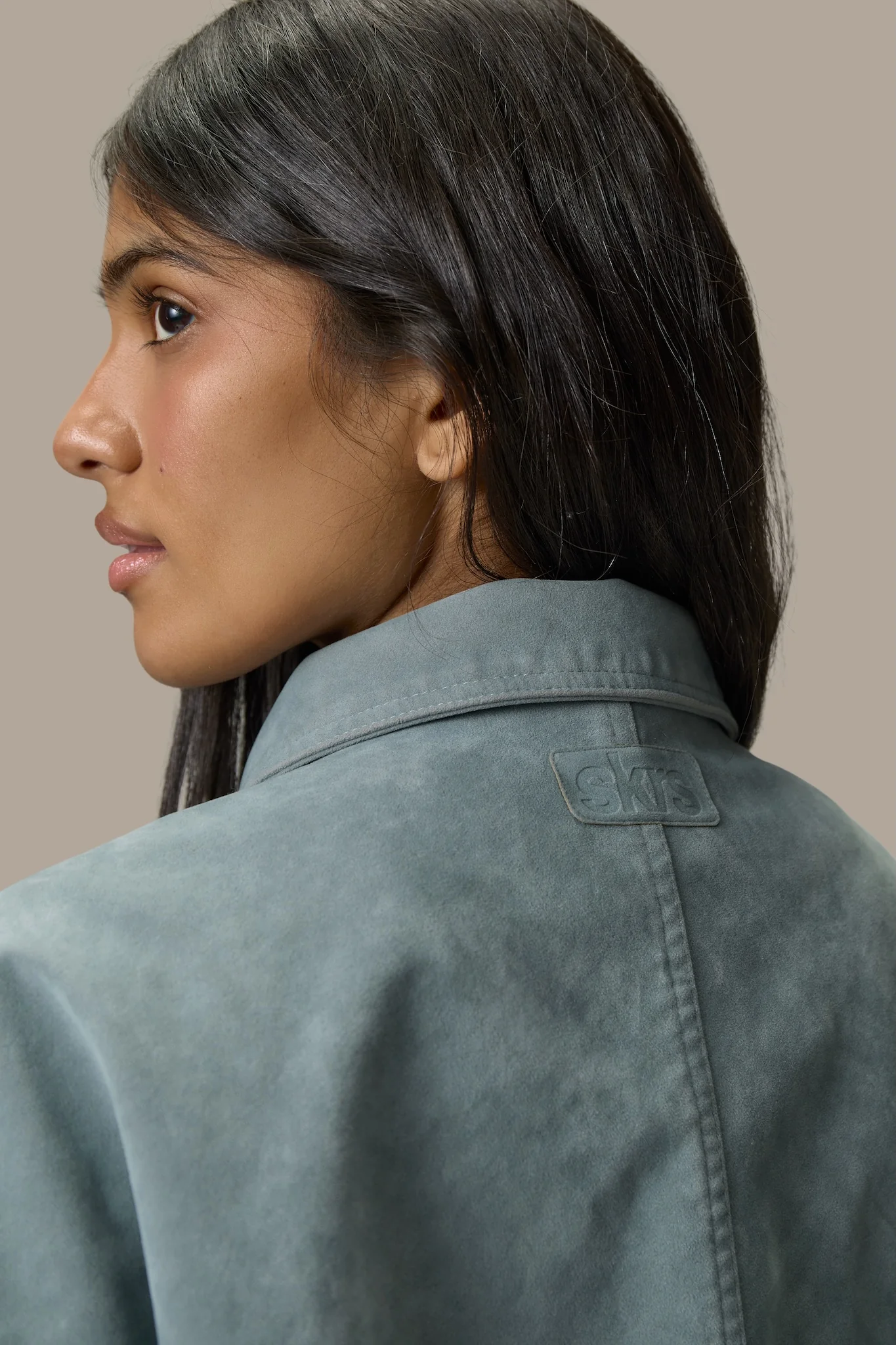 Martha Faux Suede Jacket in Blue - Image 6