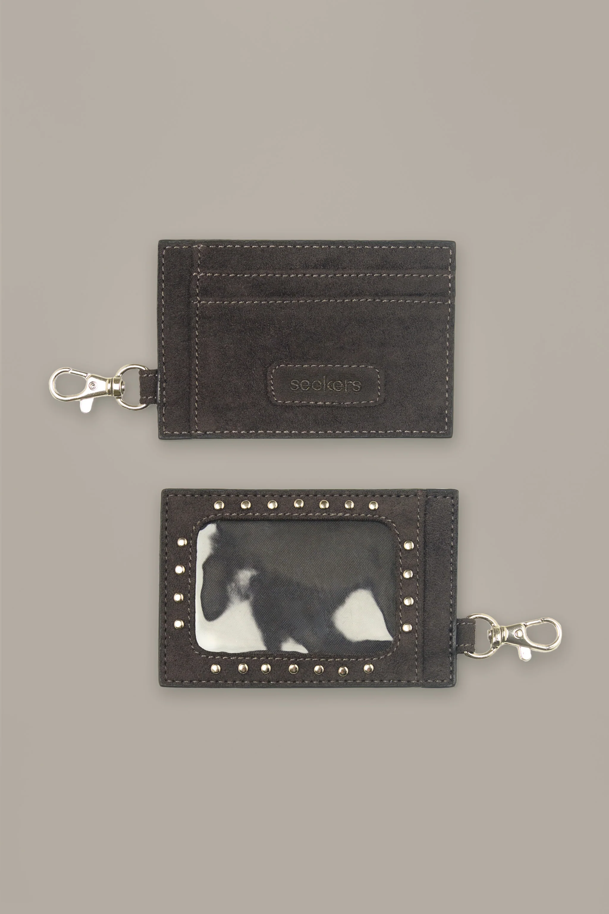 Martha Faux Suede Cardholder in Dark Grey