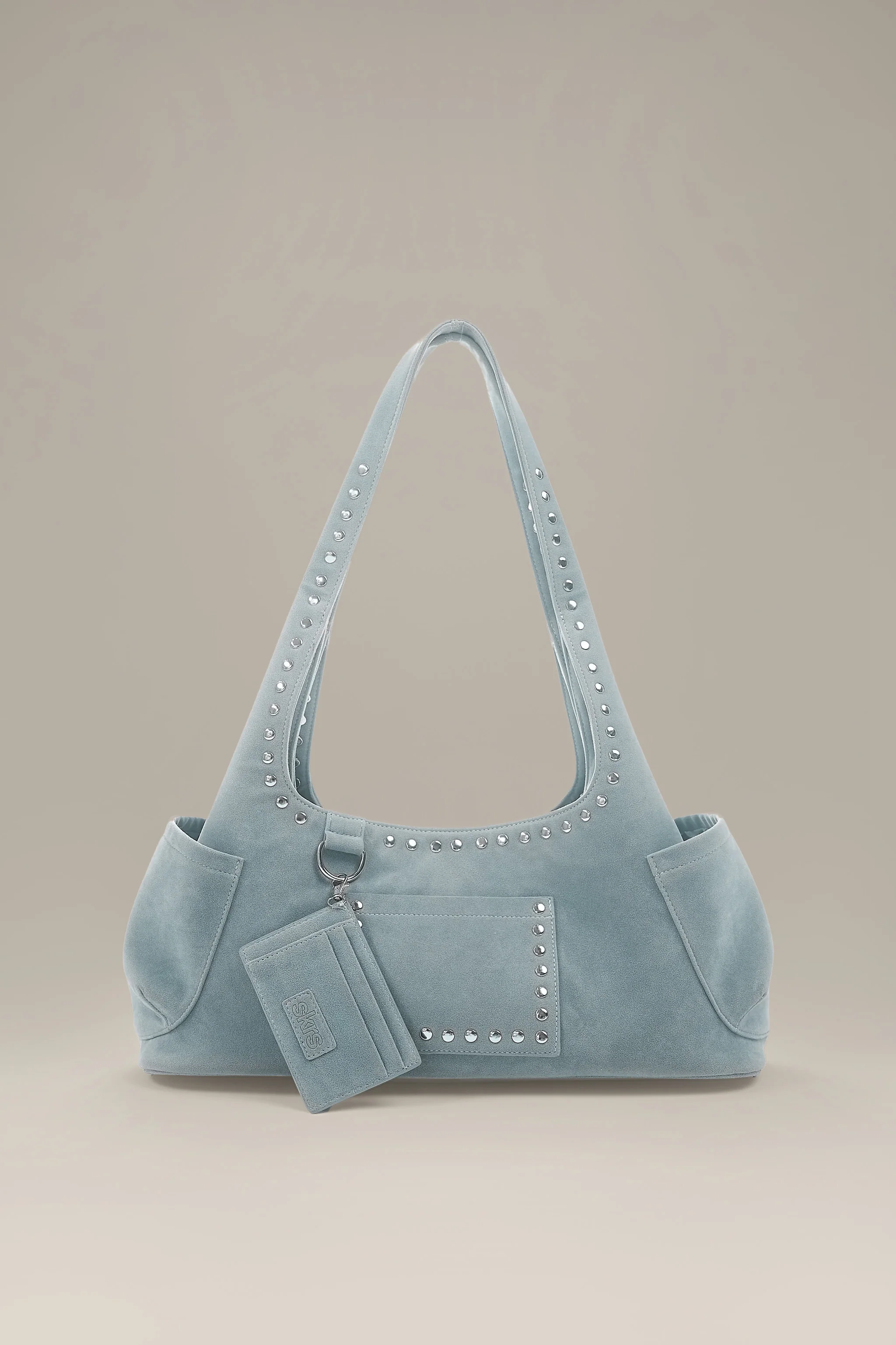 Martha Faux Suede Carryall in Blue - Image 3