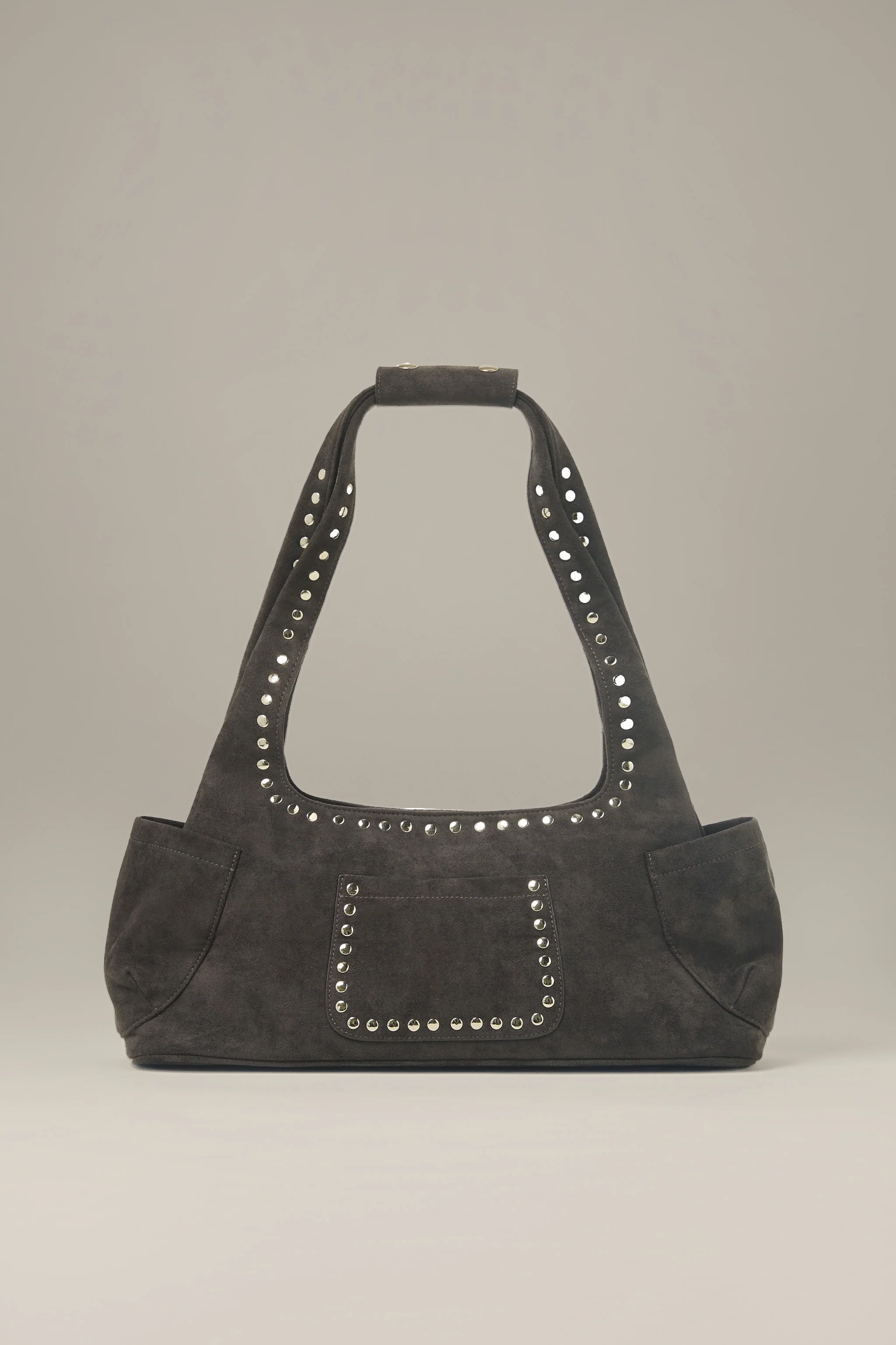 Martha Faux Suede Carryall in Dark Grey - Image 4