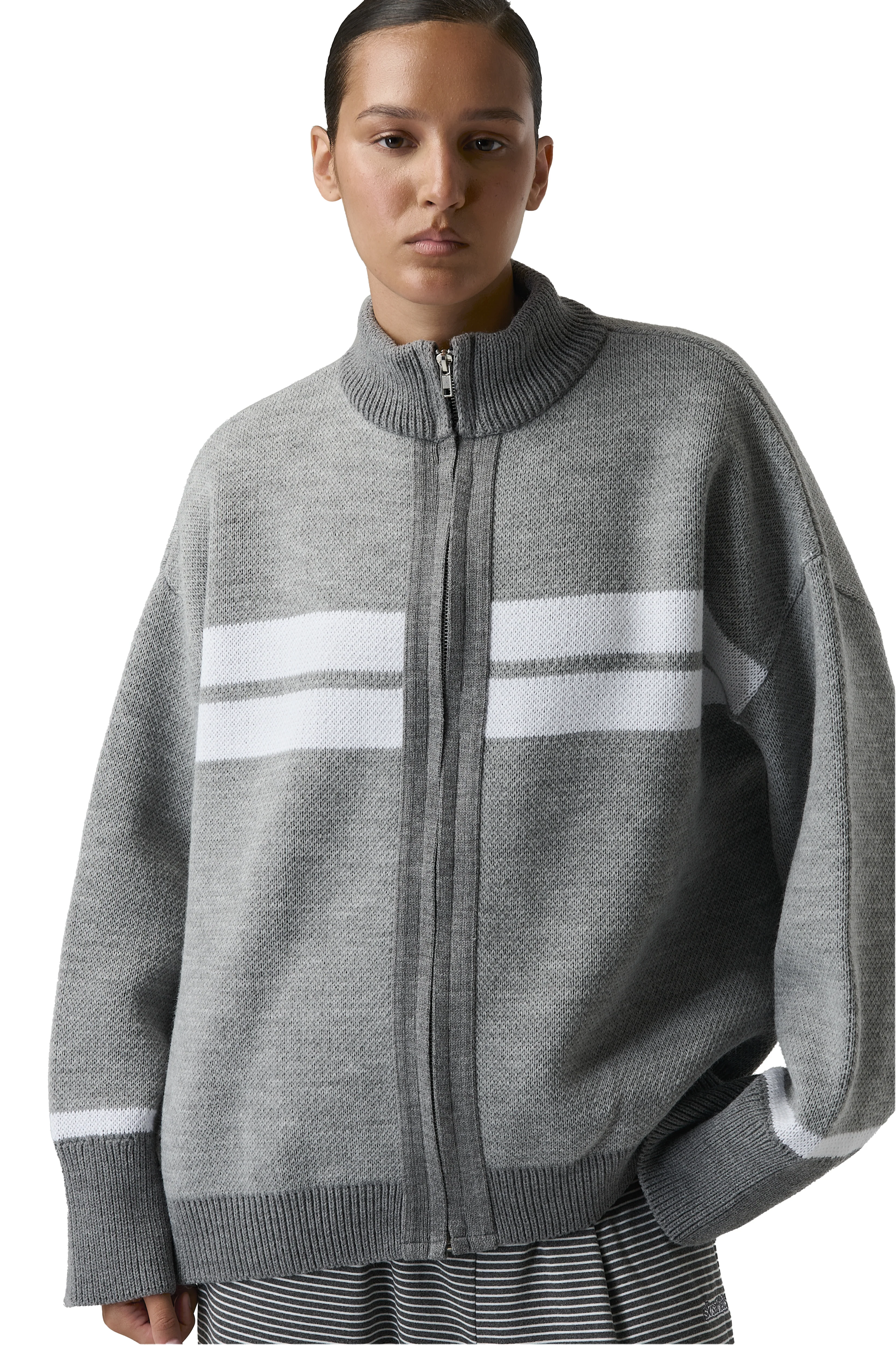 Muffle Knit Zip Up Cardigan - Image 4