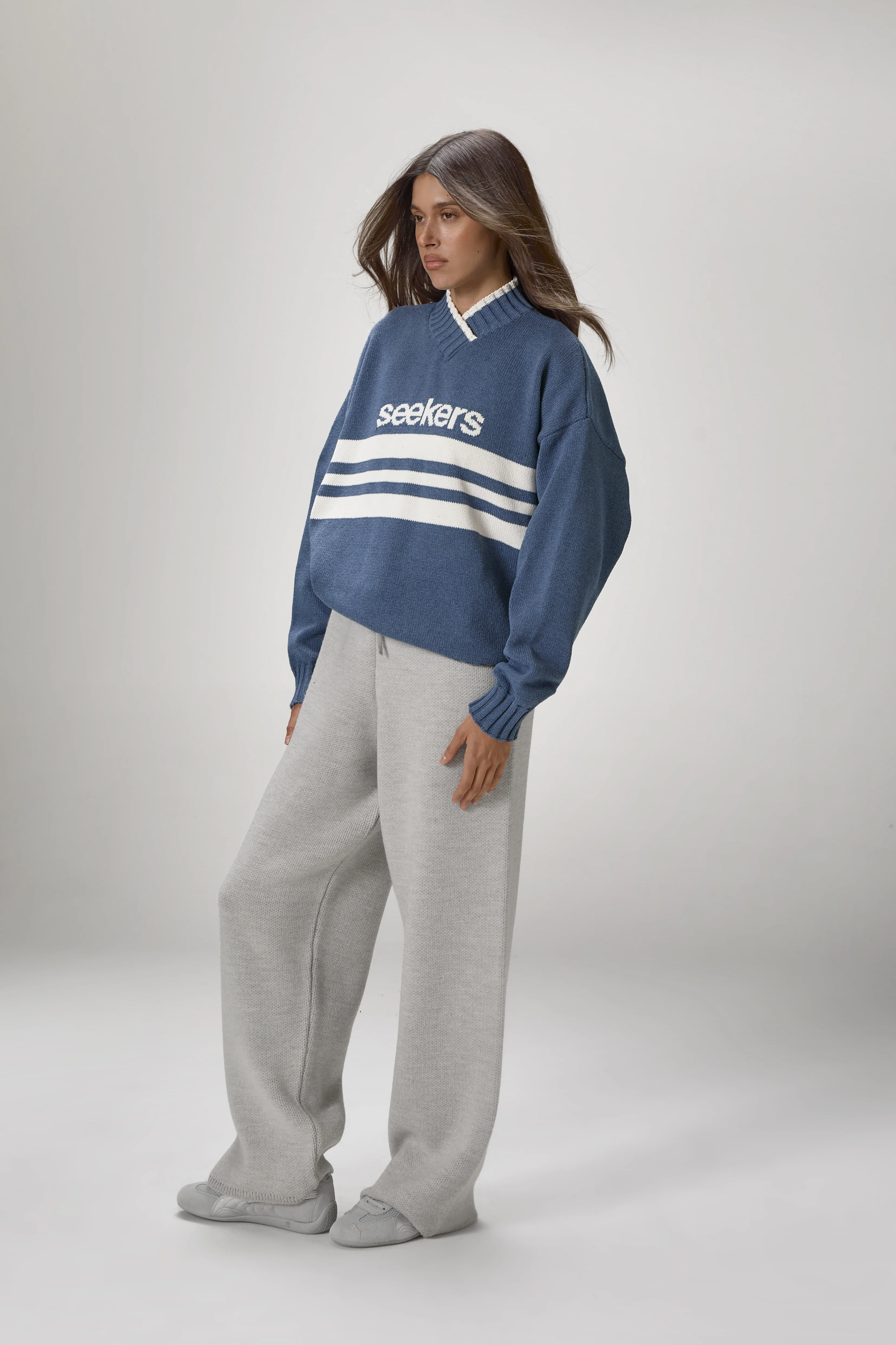 Peggy Logo Knit Sweater in Blue - Image 7