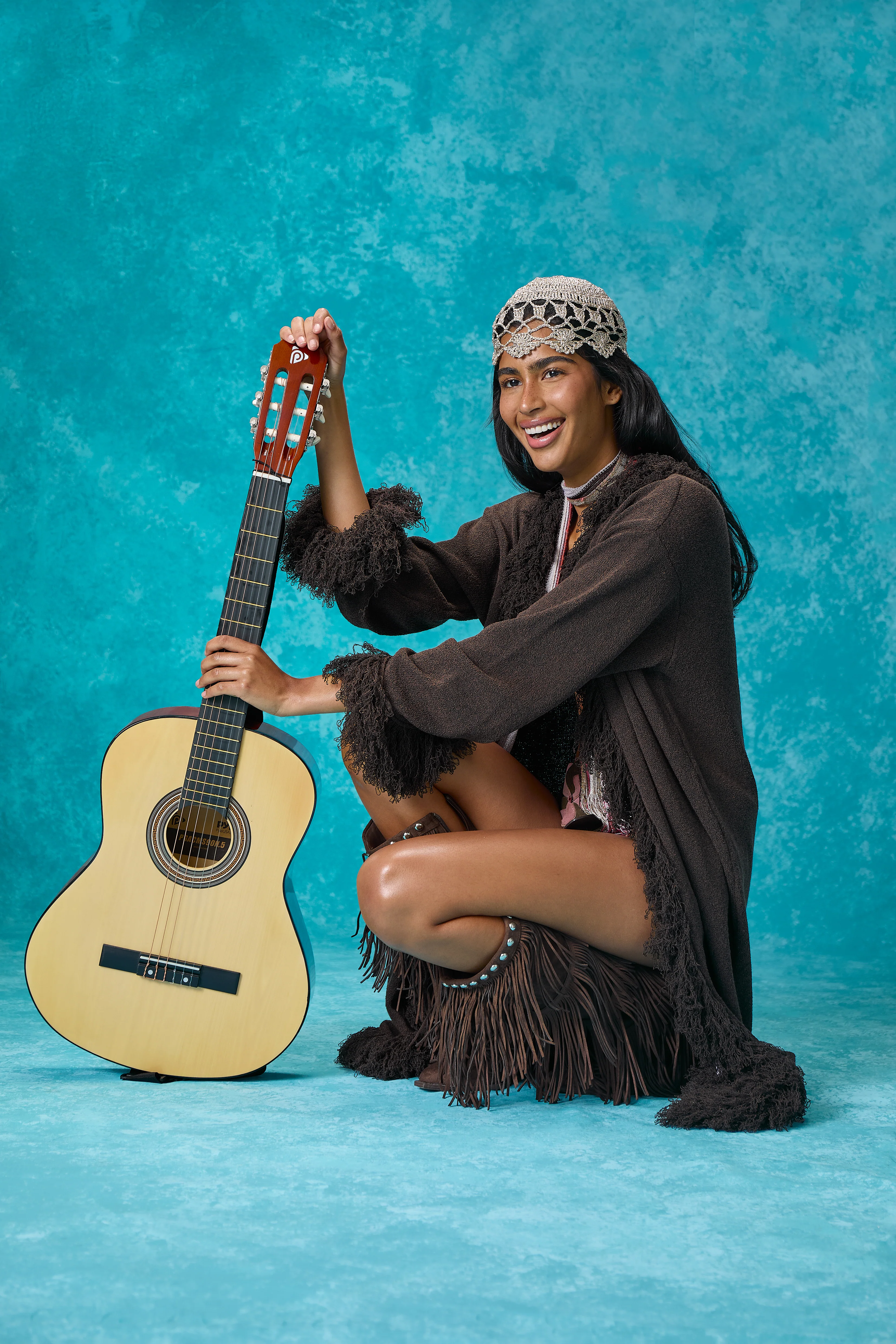 Santana Fringe Midi Cardigan in Brown - Image 5
