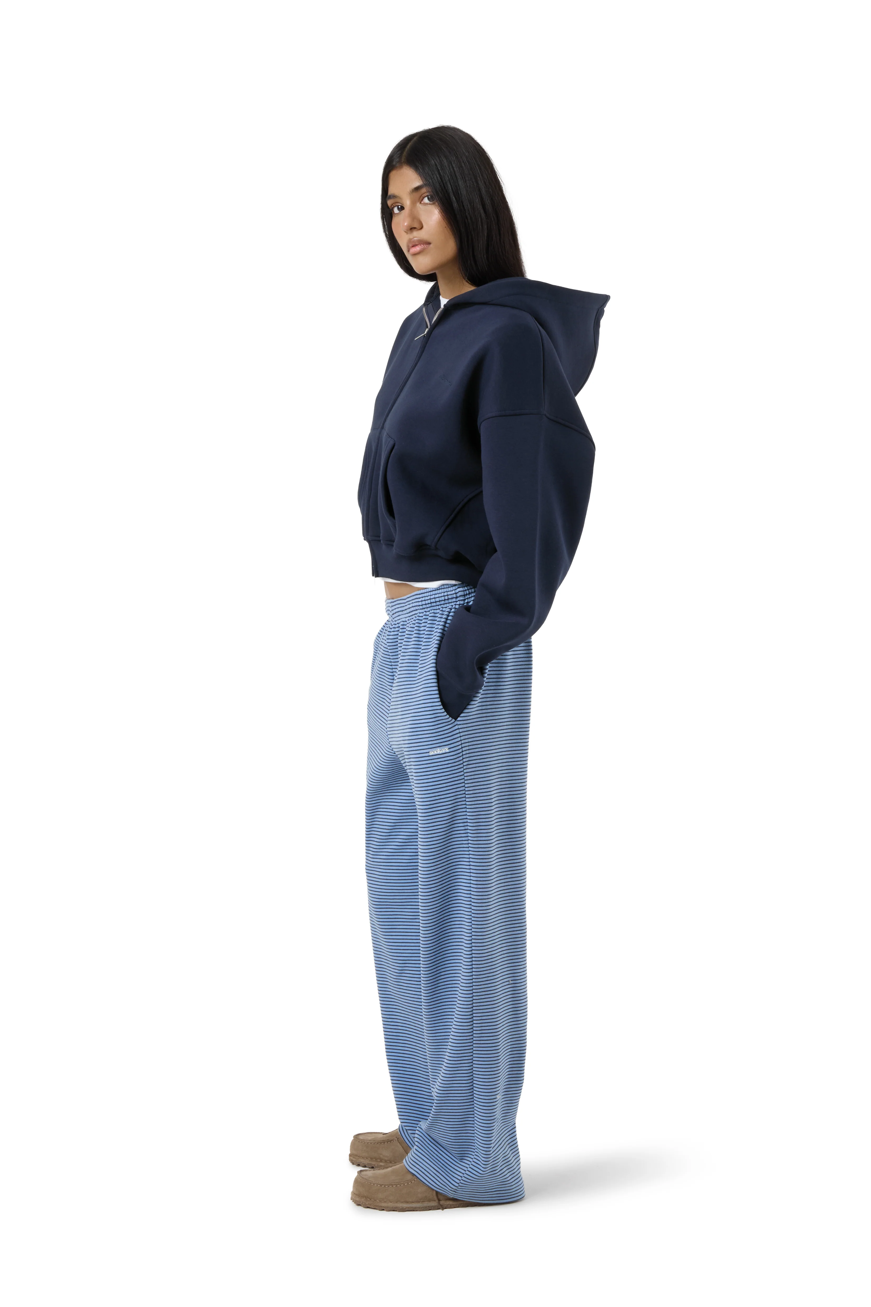 Seekers 99 Shrunken Zip Up Hoodie in Navy - Image 3