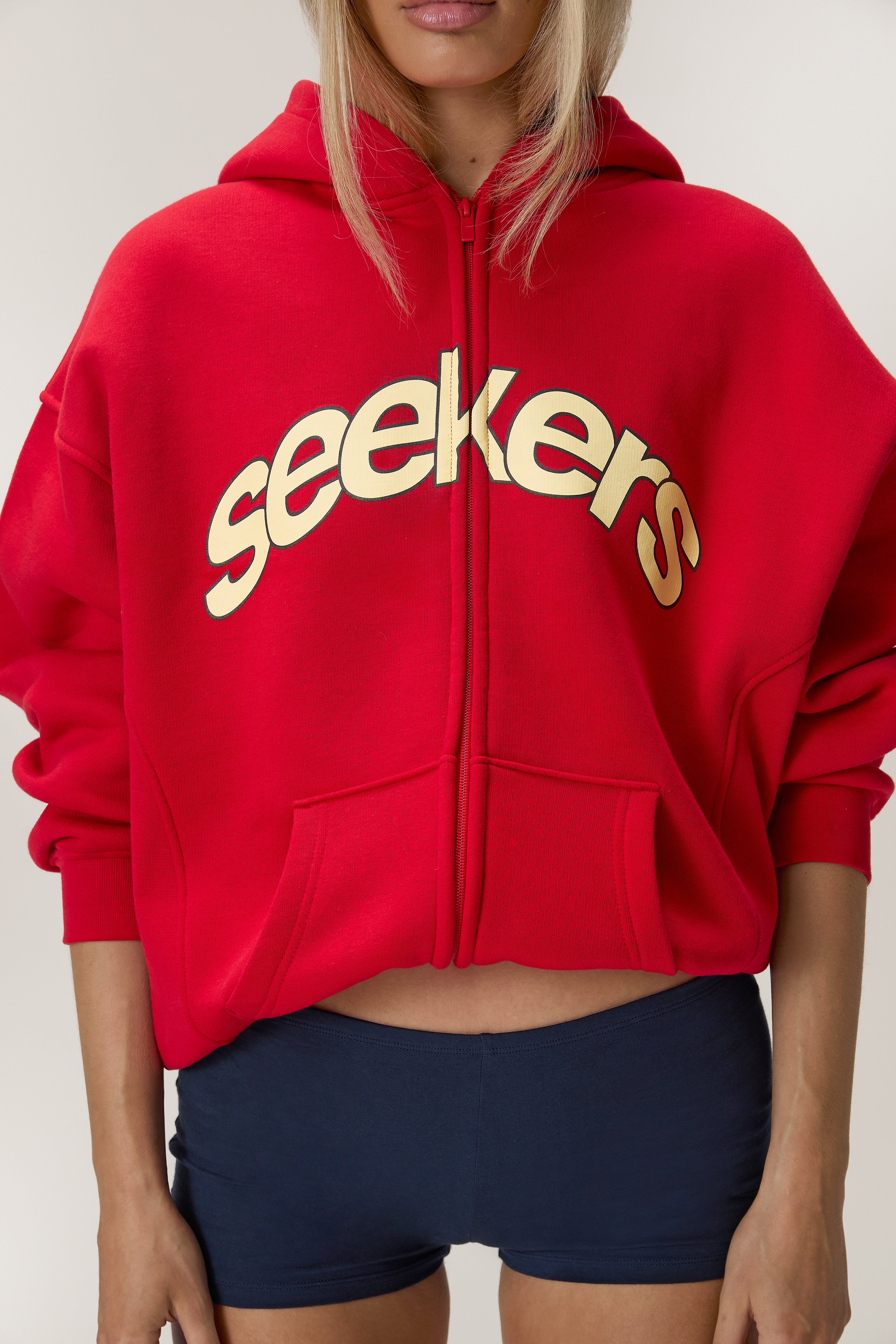 Seekers Doozy Zip Up Hoodie in Red - Image 2