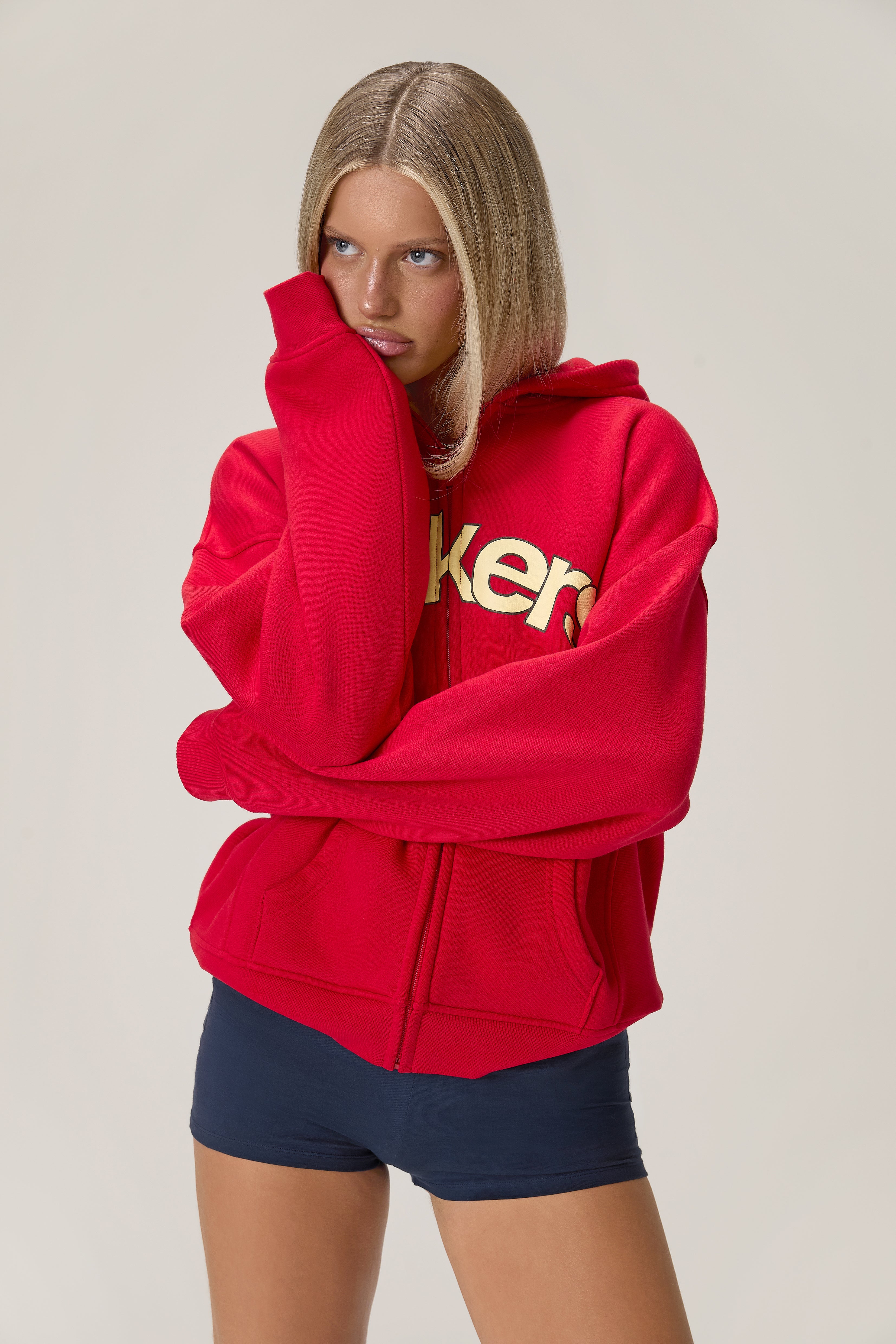 Seekers Doozy Zip Up Hoodie in Red - Image 3