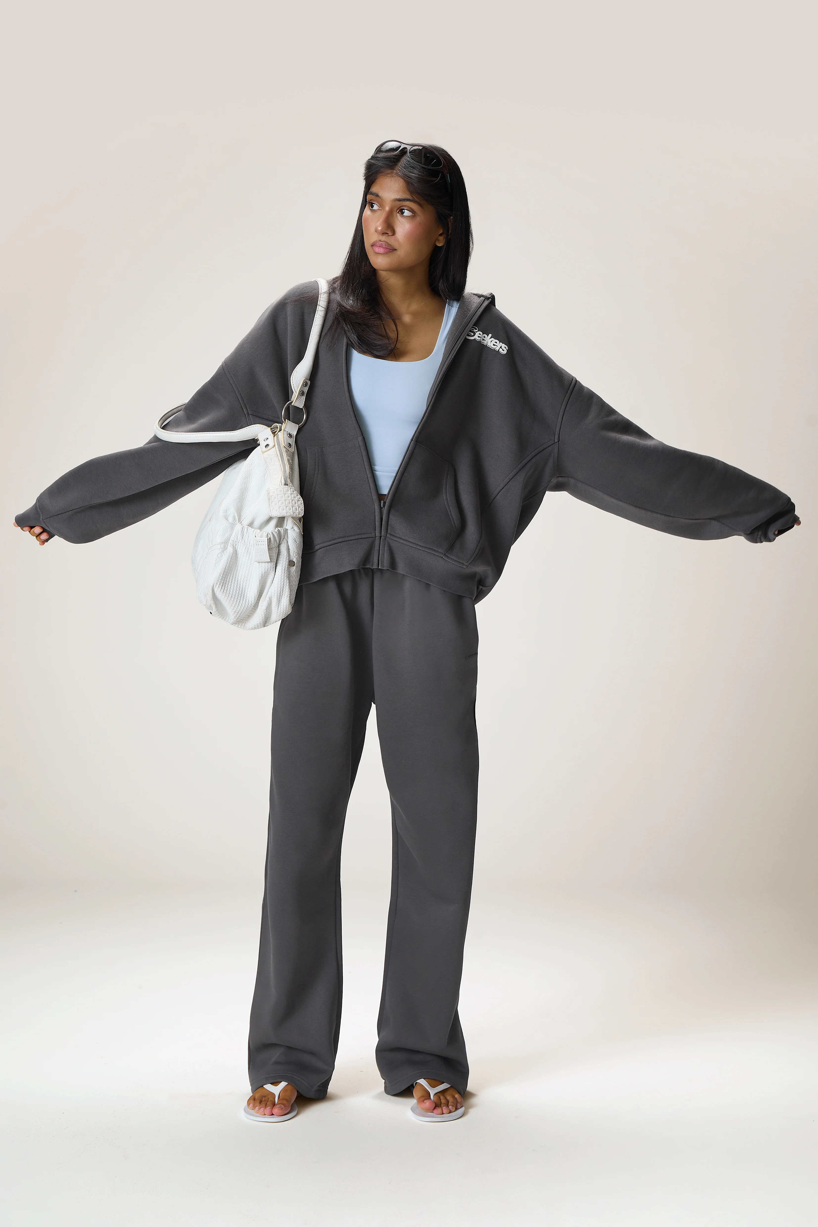 Seekers Sports Wide Leg Sweatpants in Charcoal - Image 4