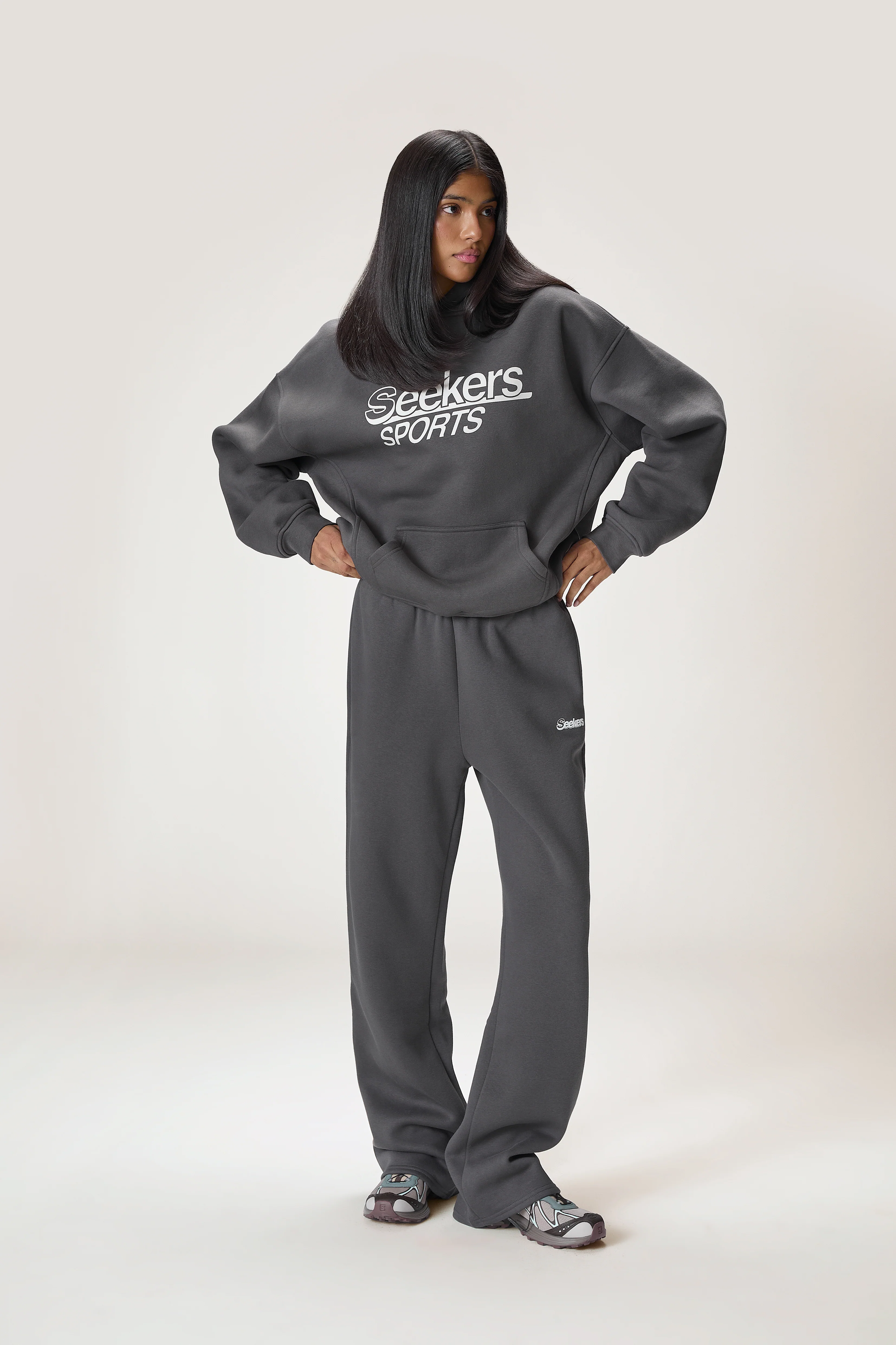 Seekers Sports Wide Leg Sweatpants in Charcoal - Image 5