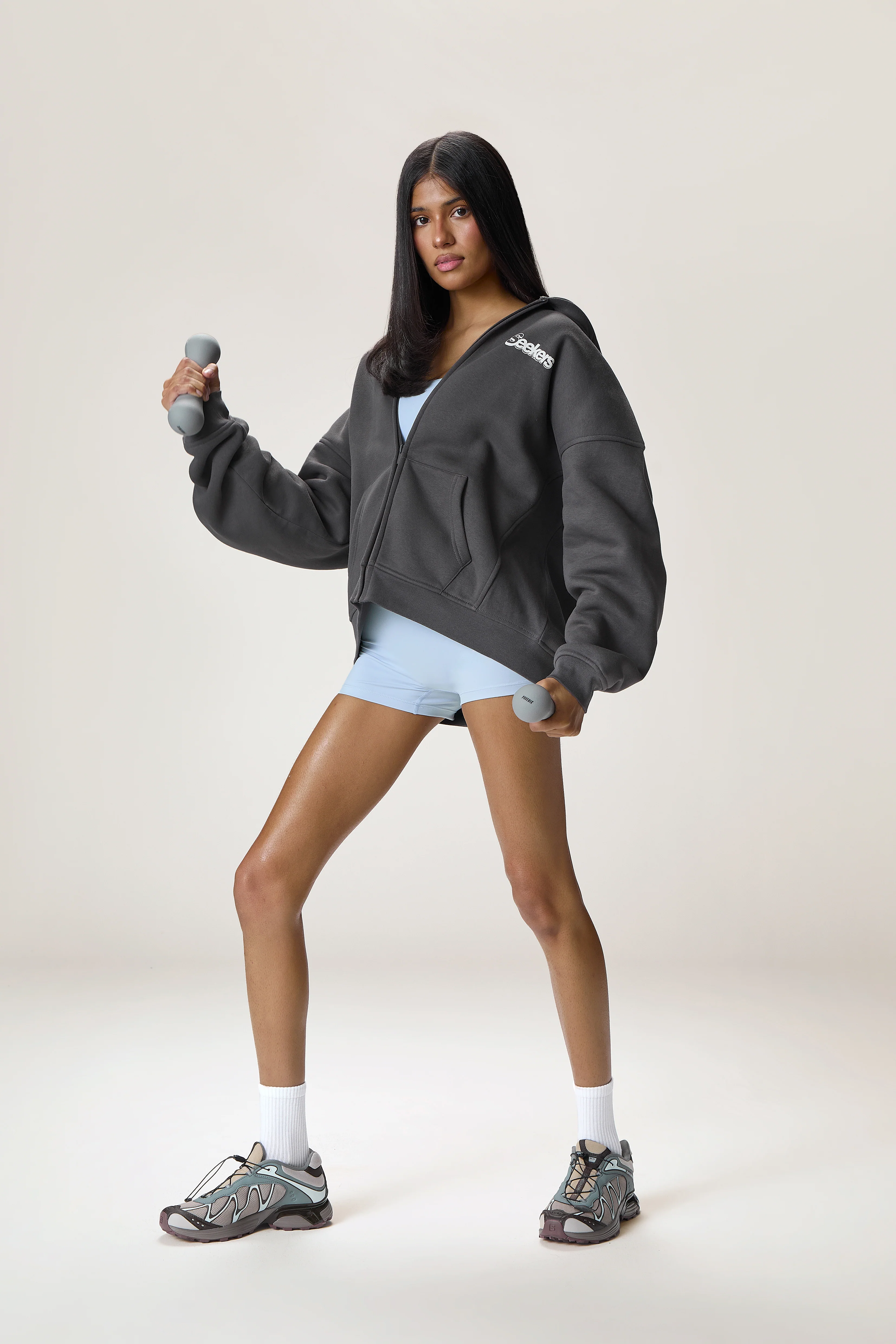 Seekers Sports Zip Up Hoodie in Charcoal - Image 6