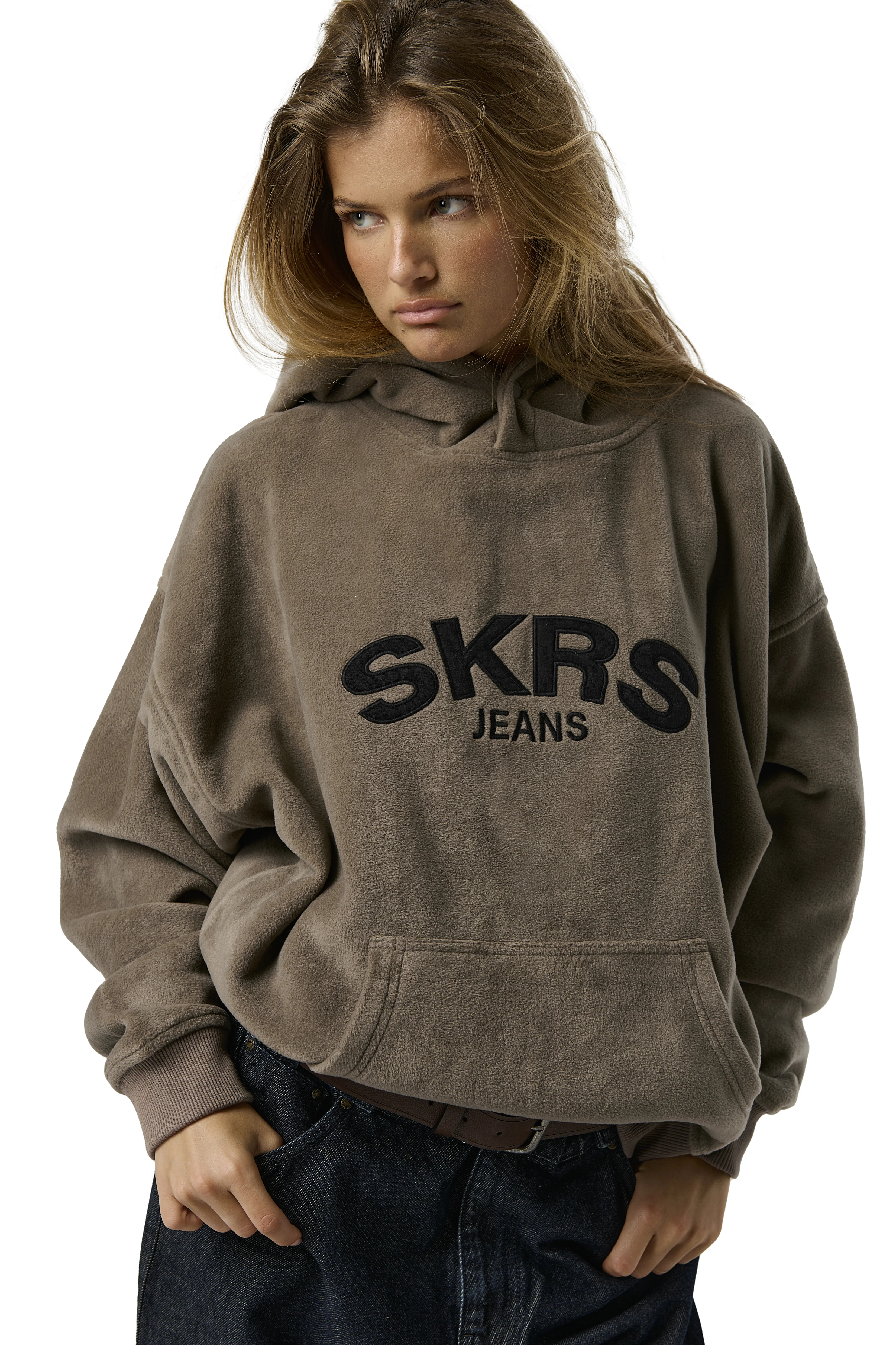 SKRS Fleece Hoodie in Otter - Image 4