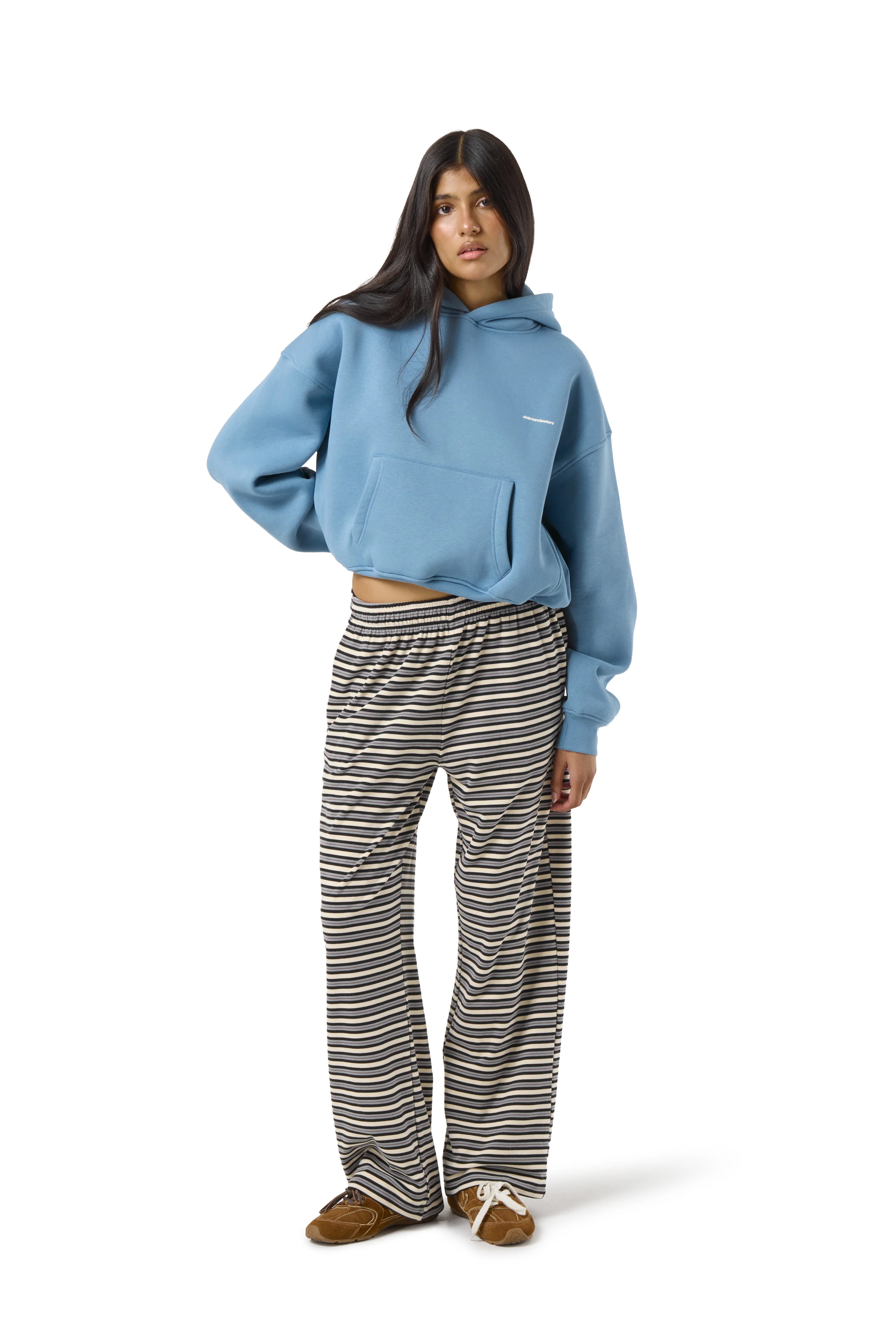 Trademark Shrunken Hoodie in Mid Blue - Image 2