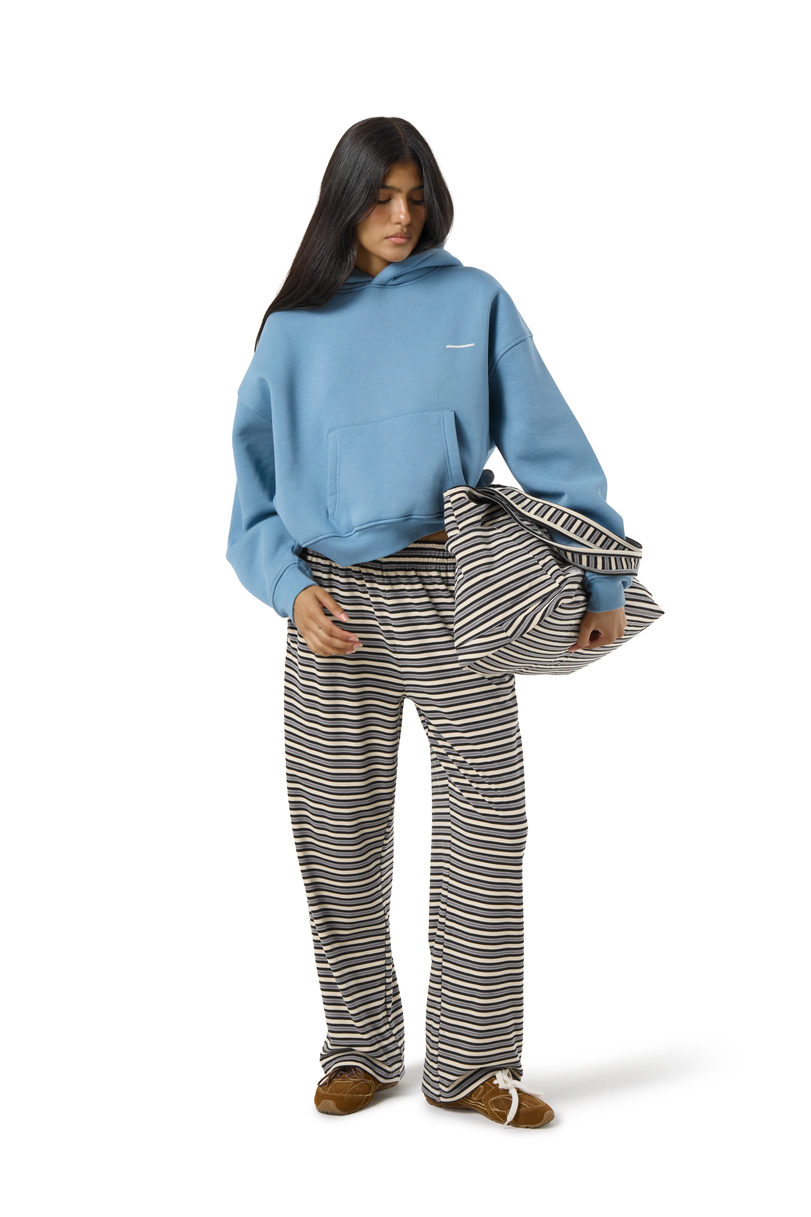 Trademark Shrunken Hoodie in Mid Blue - Image 6