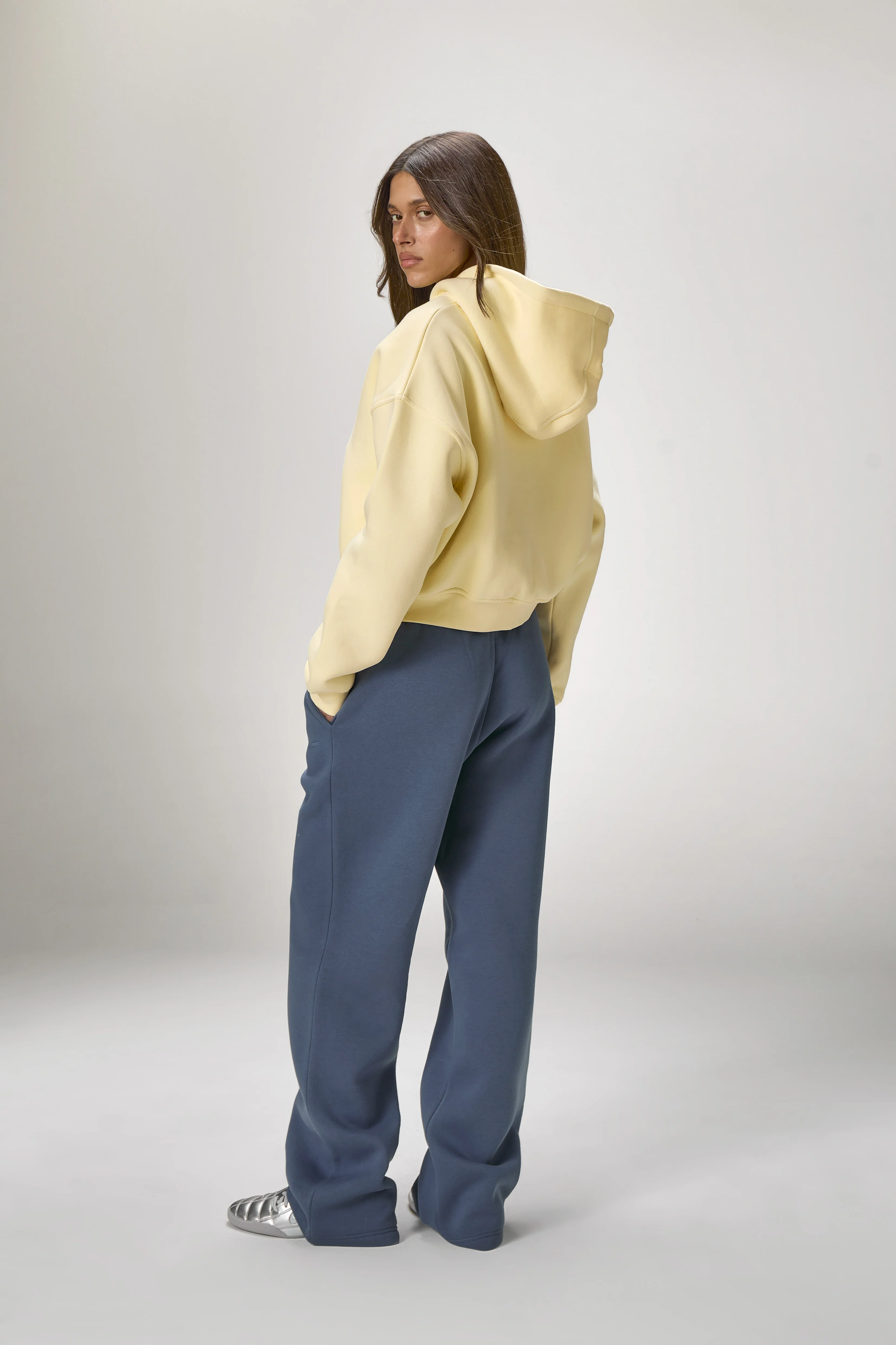 Trademark Shrunken Zip Up Hoodie in Butter Yellow - Image 4