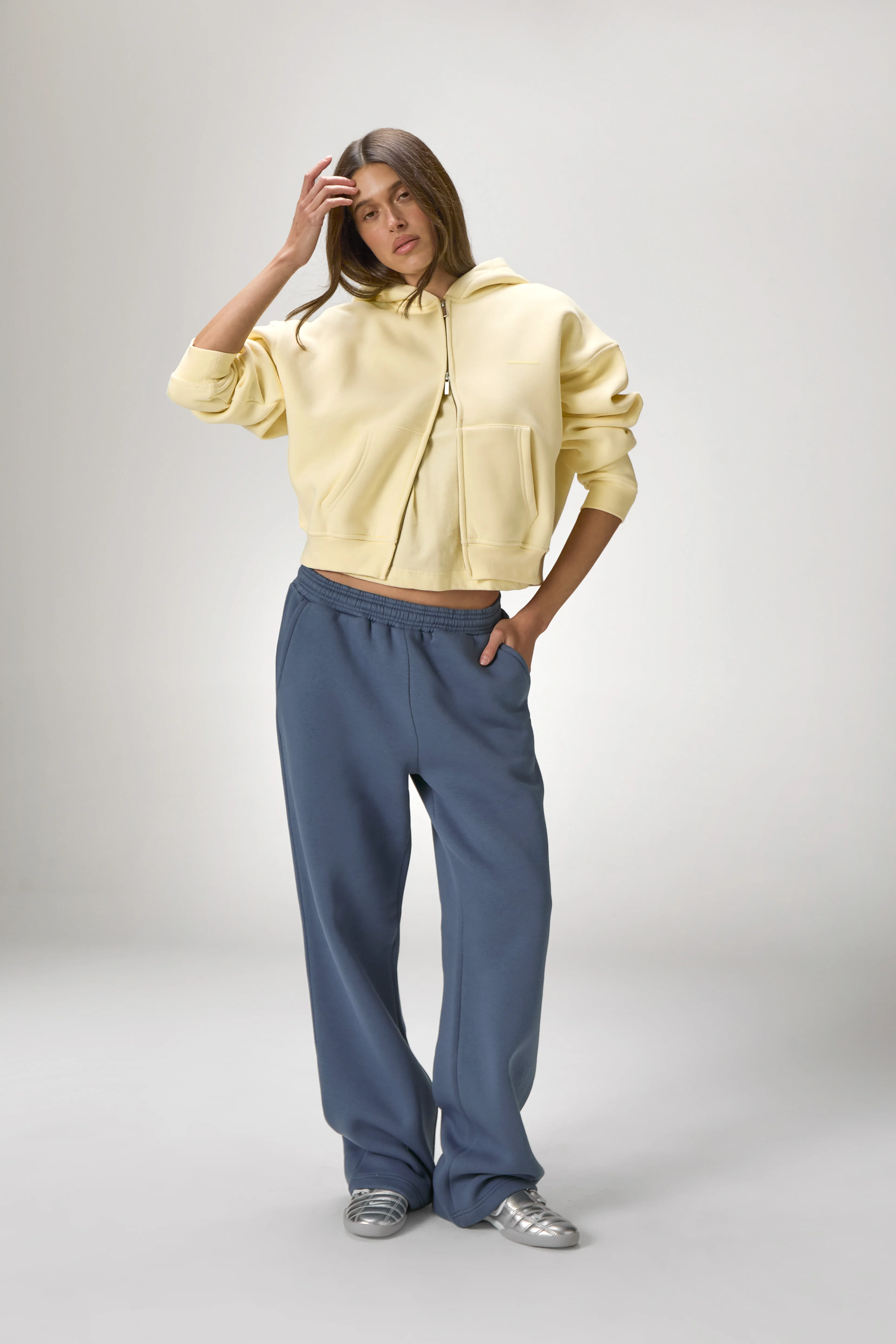 Trademark Shrunken Zip Up Hoodie in Butter Yellow - Image 5