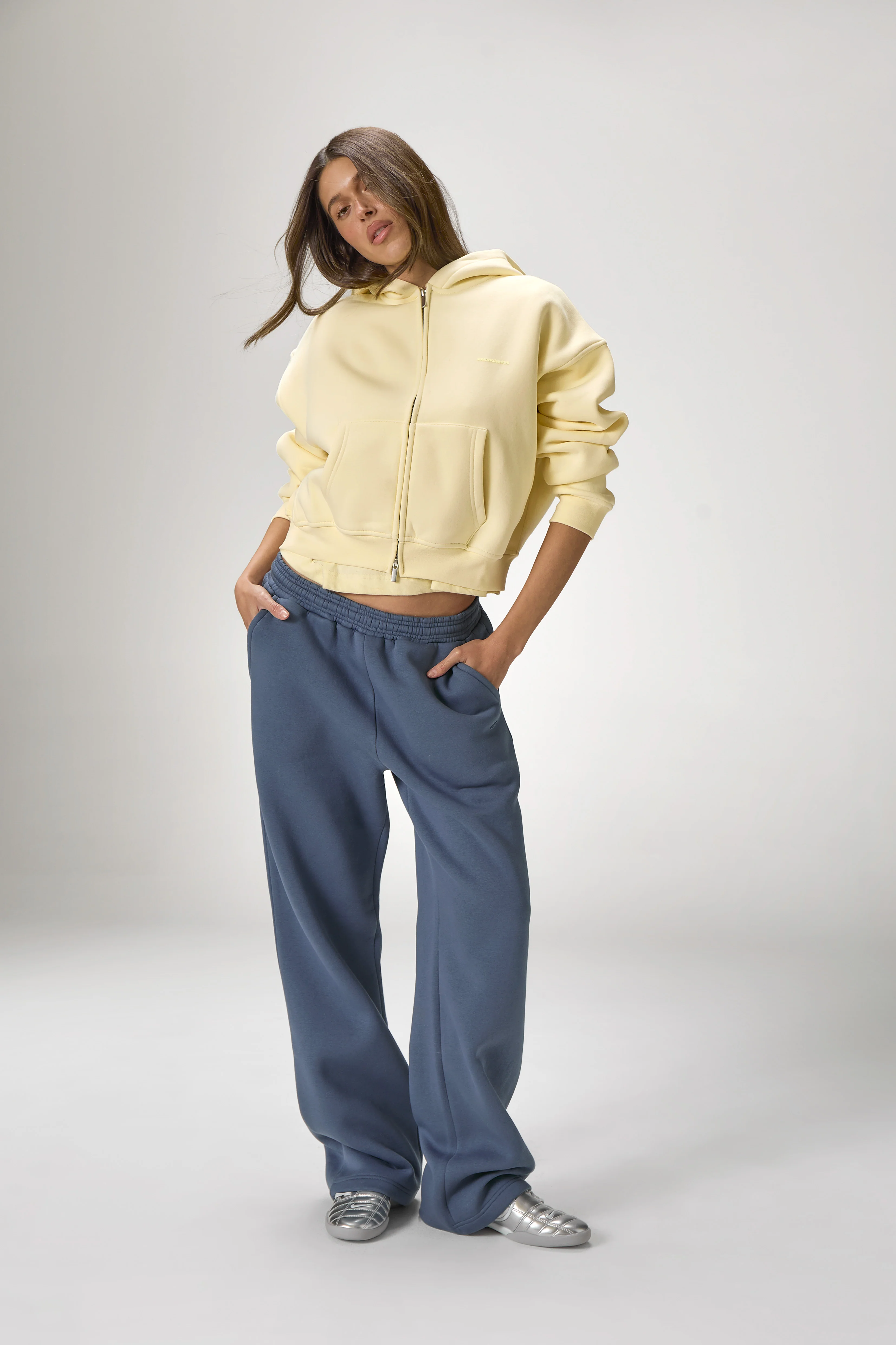 Trademark Shrunken Zip Up Hoodie in Butter Yellow - Image 7