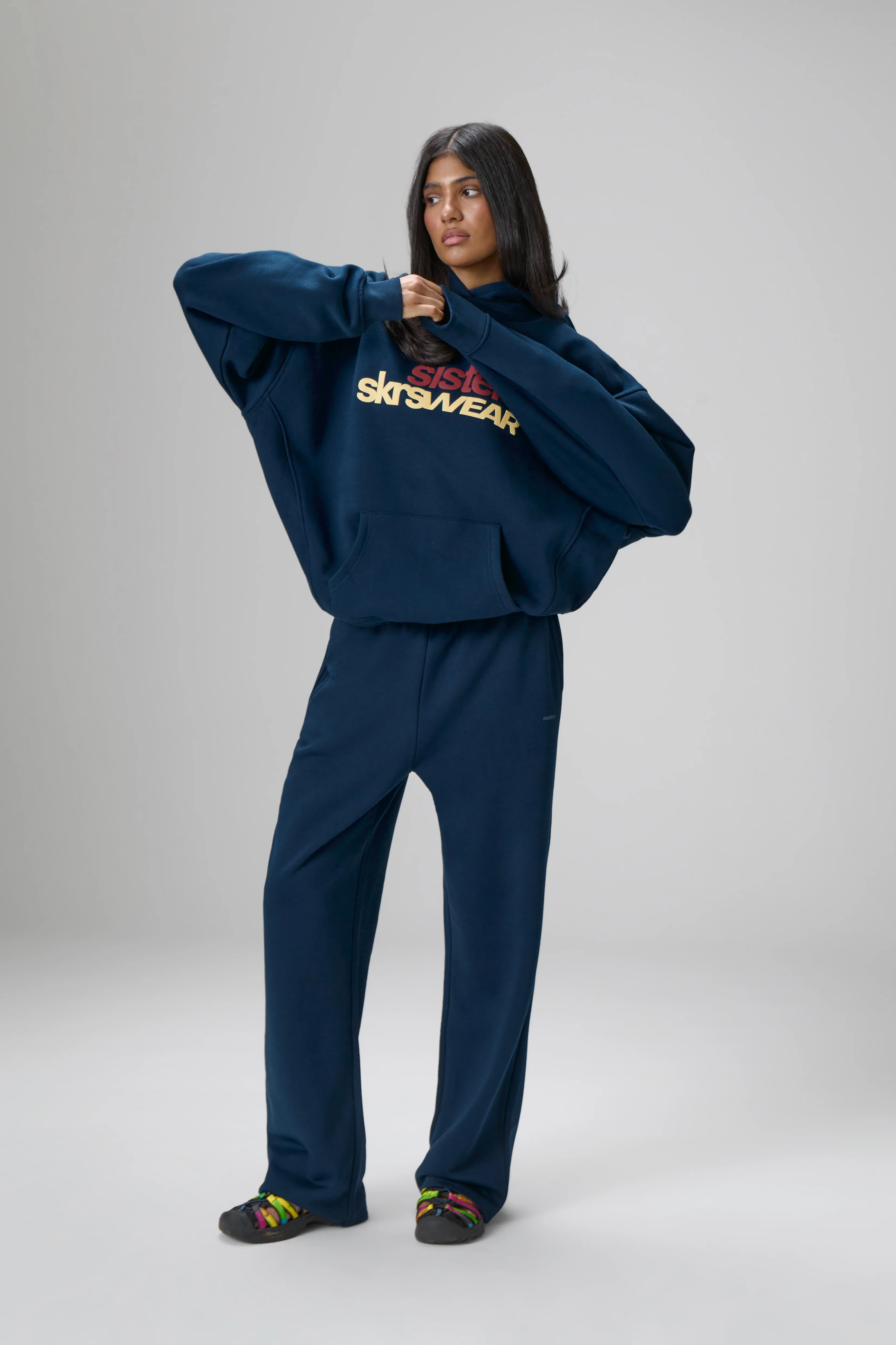 Trademark Wide Leg Sweatpants in Navy - Image 4