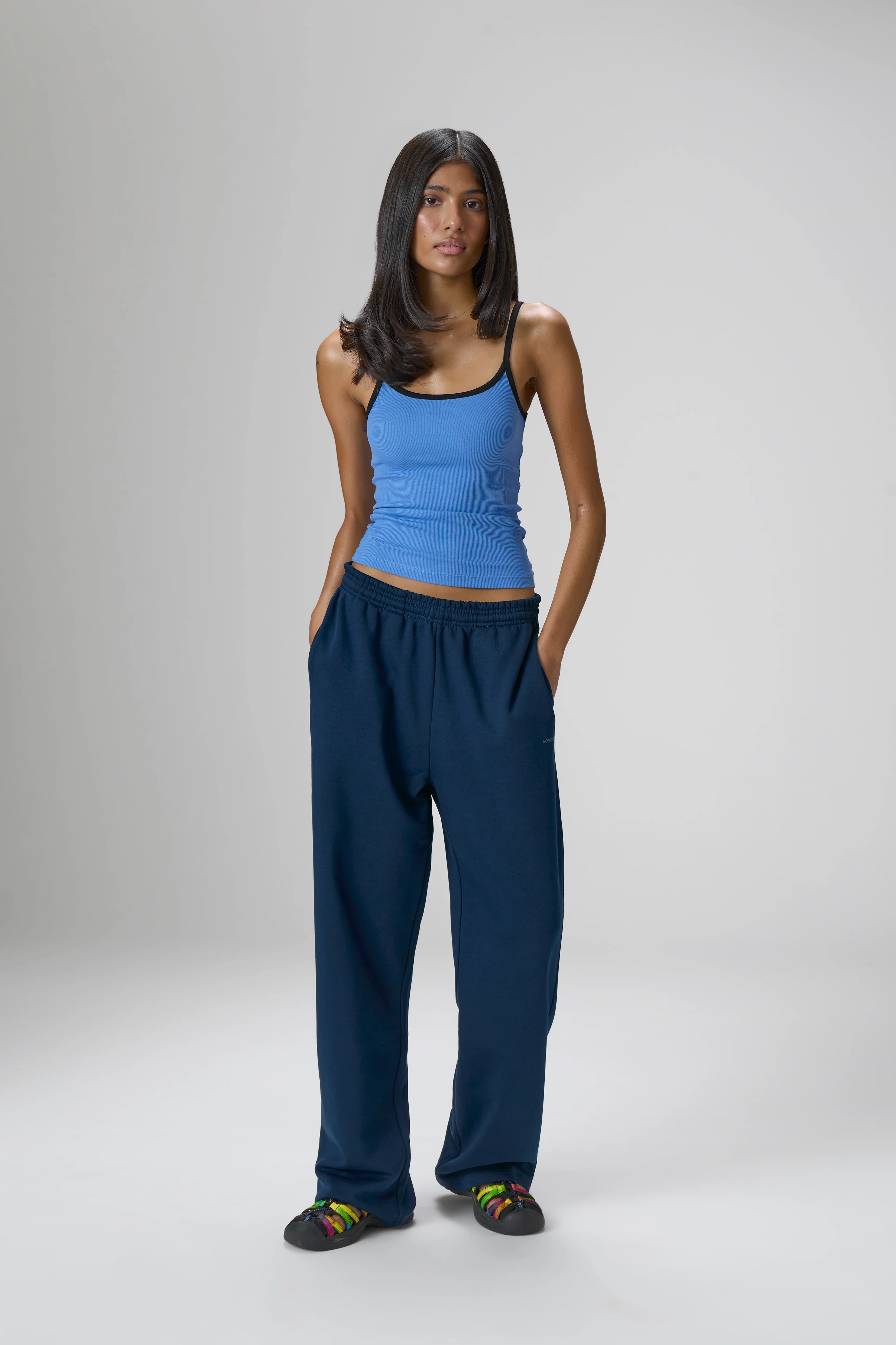 Trademark Wide Leg Sweatpants in Navy - Image 5